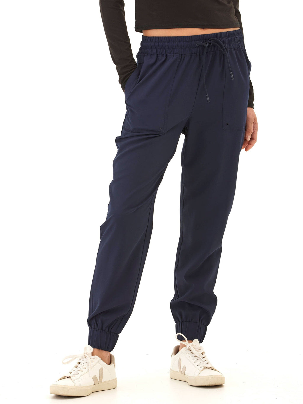 Trysha Ultrastretch Woven Jogger – Navy Blue Relaxed Fit Pants