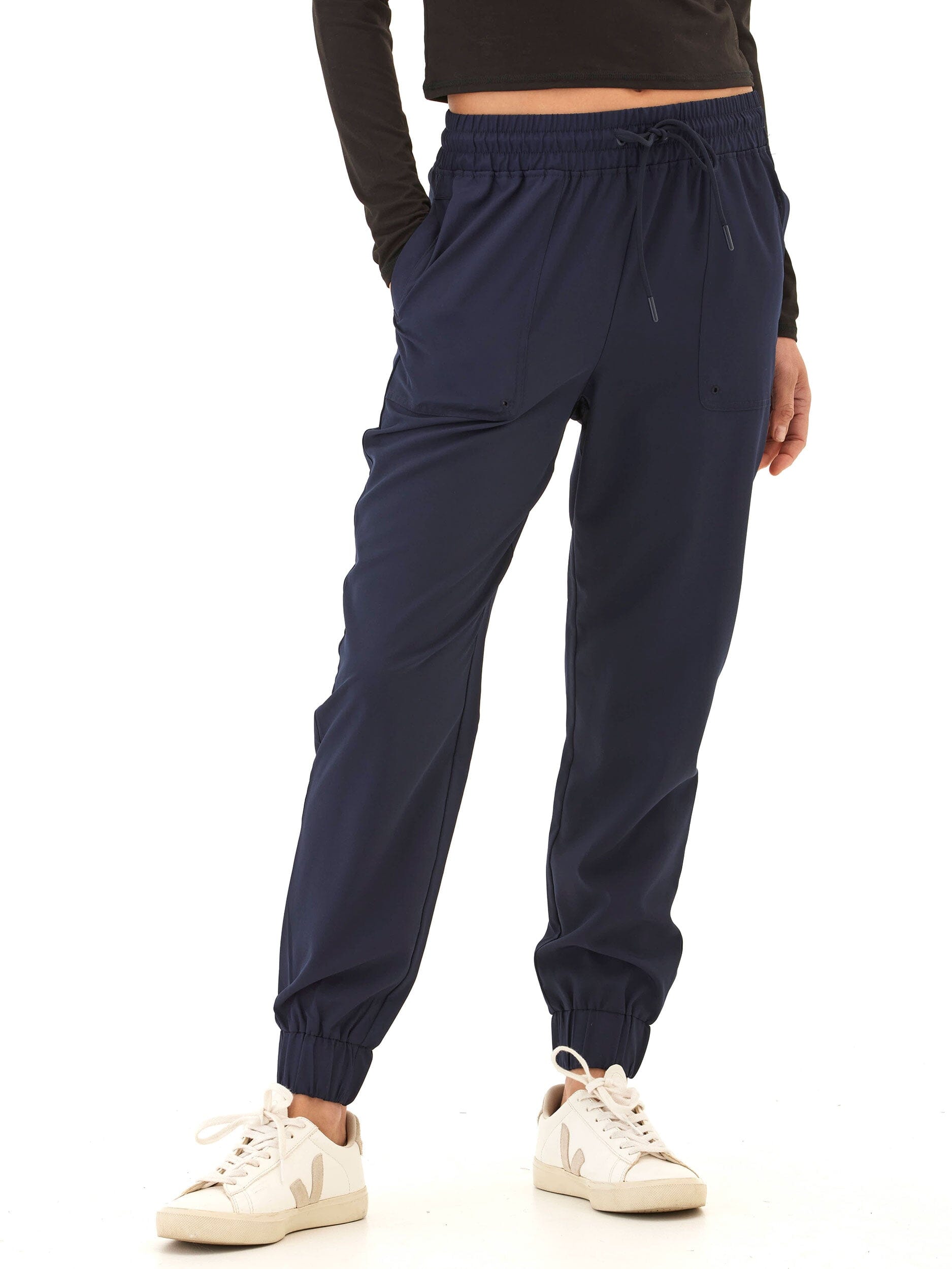 Trysha Ultrastretch Woven Jogger – Navy Blue Relaxed Fit Pants