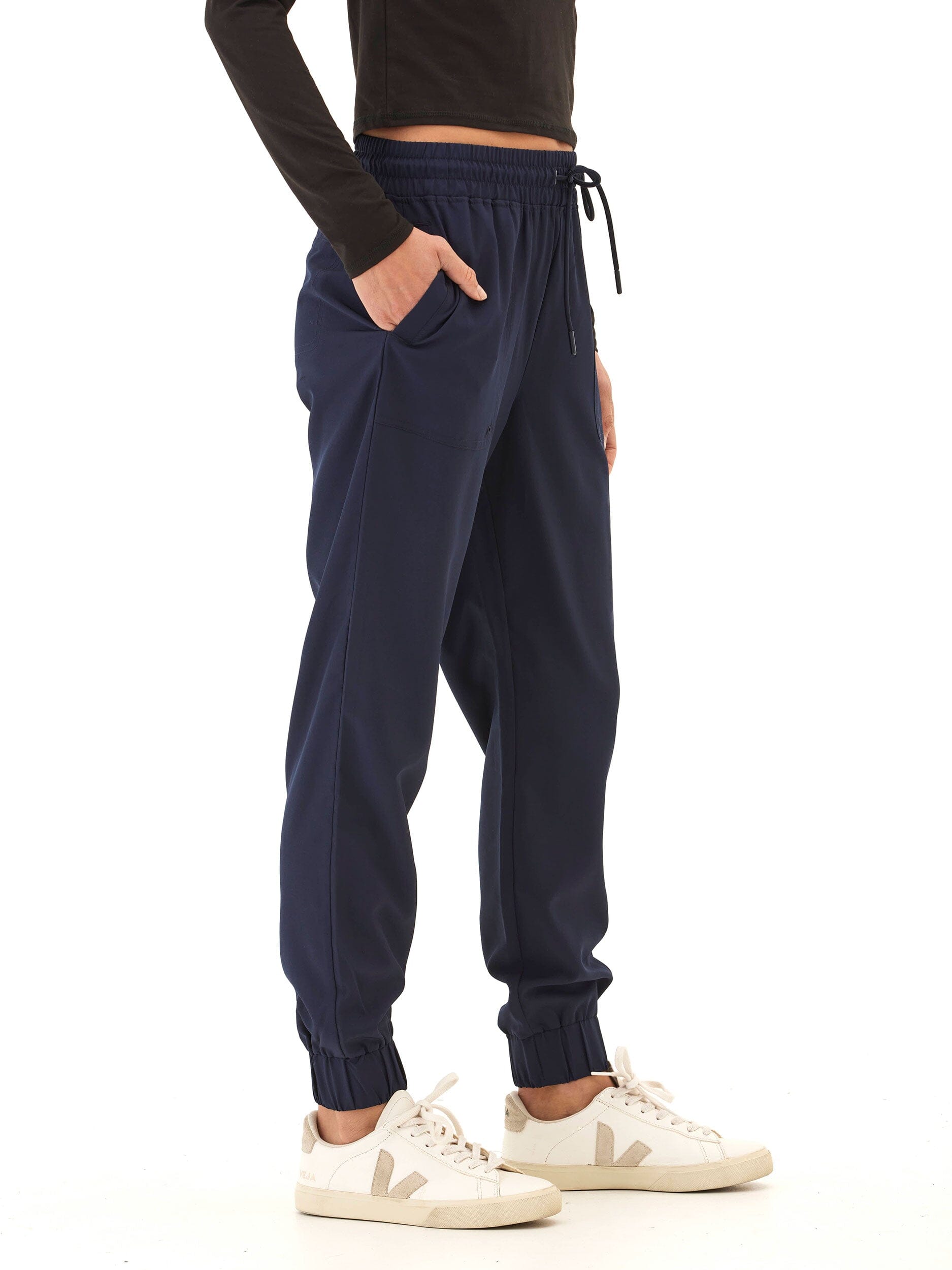 Trysha Ultrastretch Woven Jogger – Navy Blue Relaxed Fit Pants