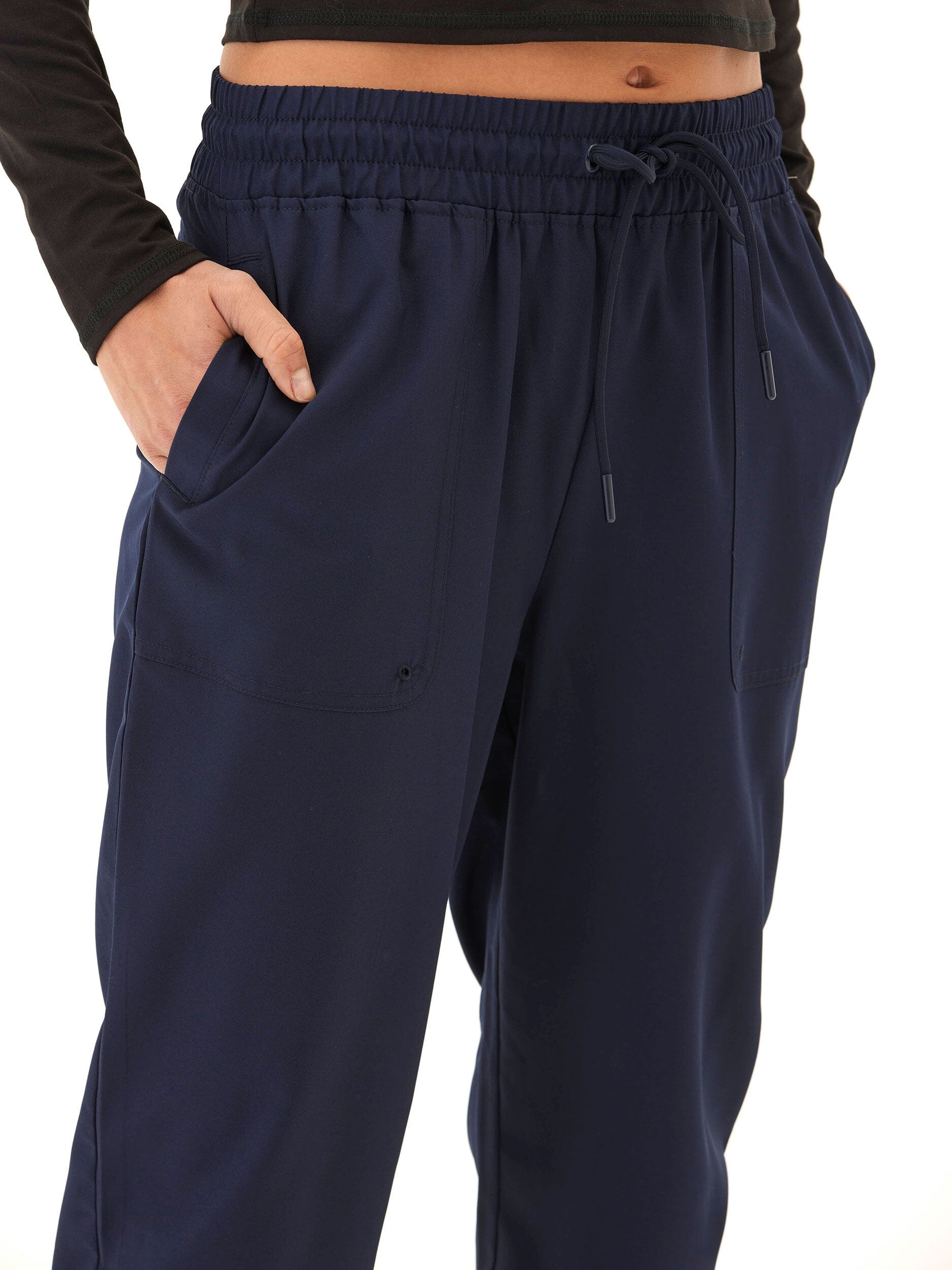 Trysha Ultrastretch Woven Jogger – Navy Blue Relaxed Fit Pants