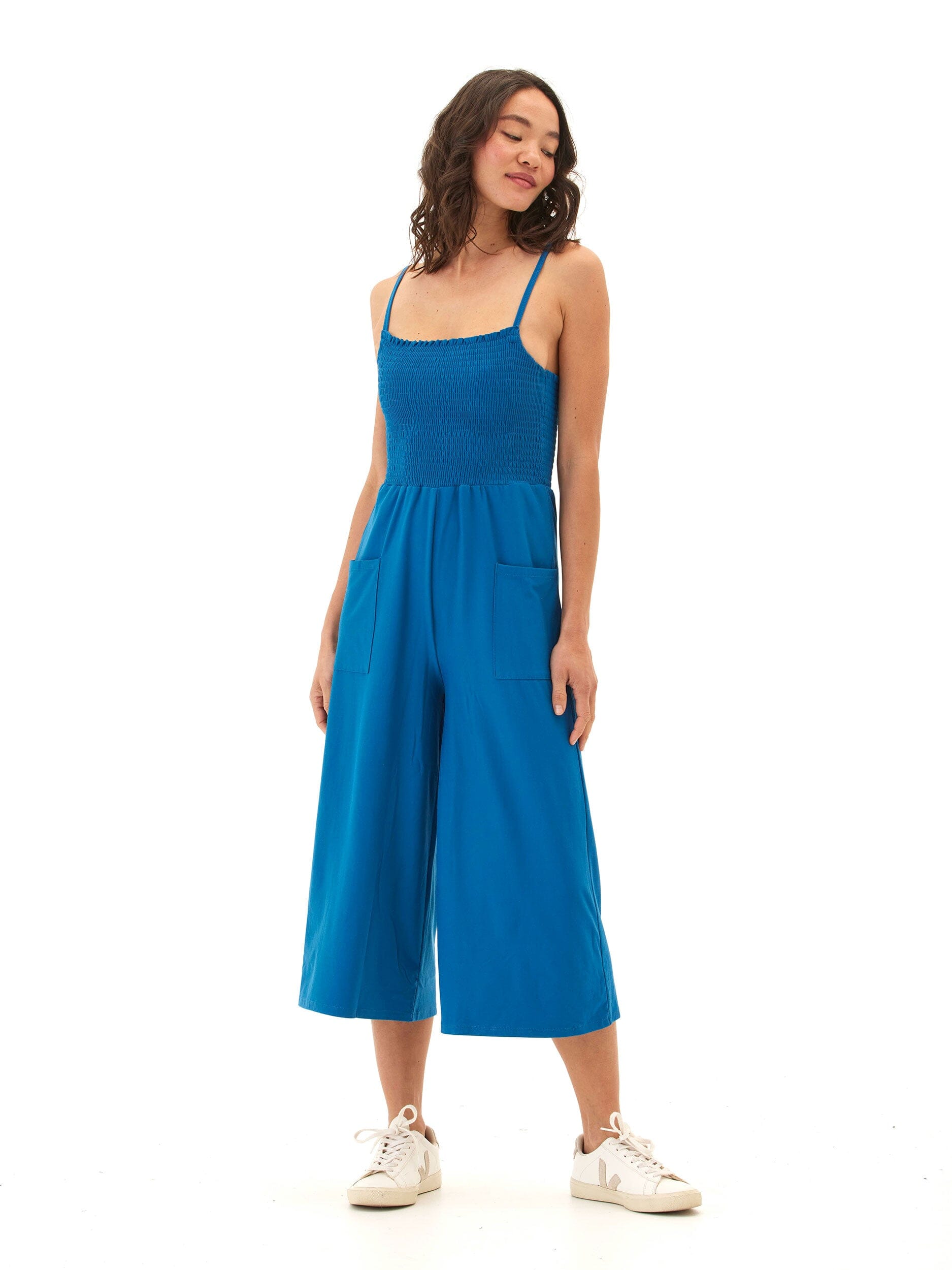 Gertie Luxe Jersey Wide Leg Jumpsuit in Royal Blue - Casual