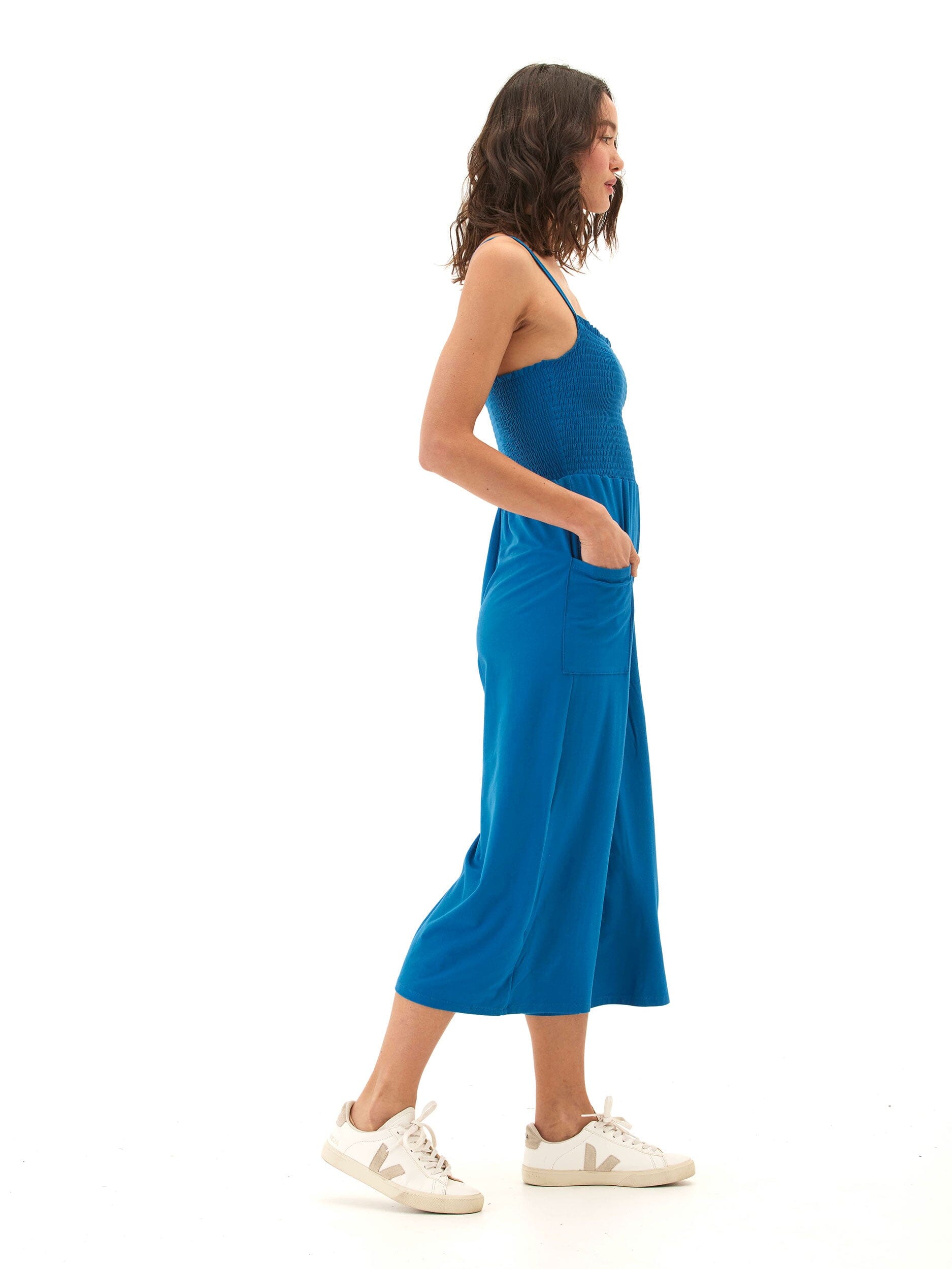 Gertie Luxe Jersey Wide Leg Jumpsuit in Royal Blue - Casual