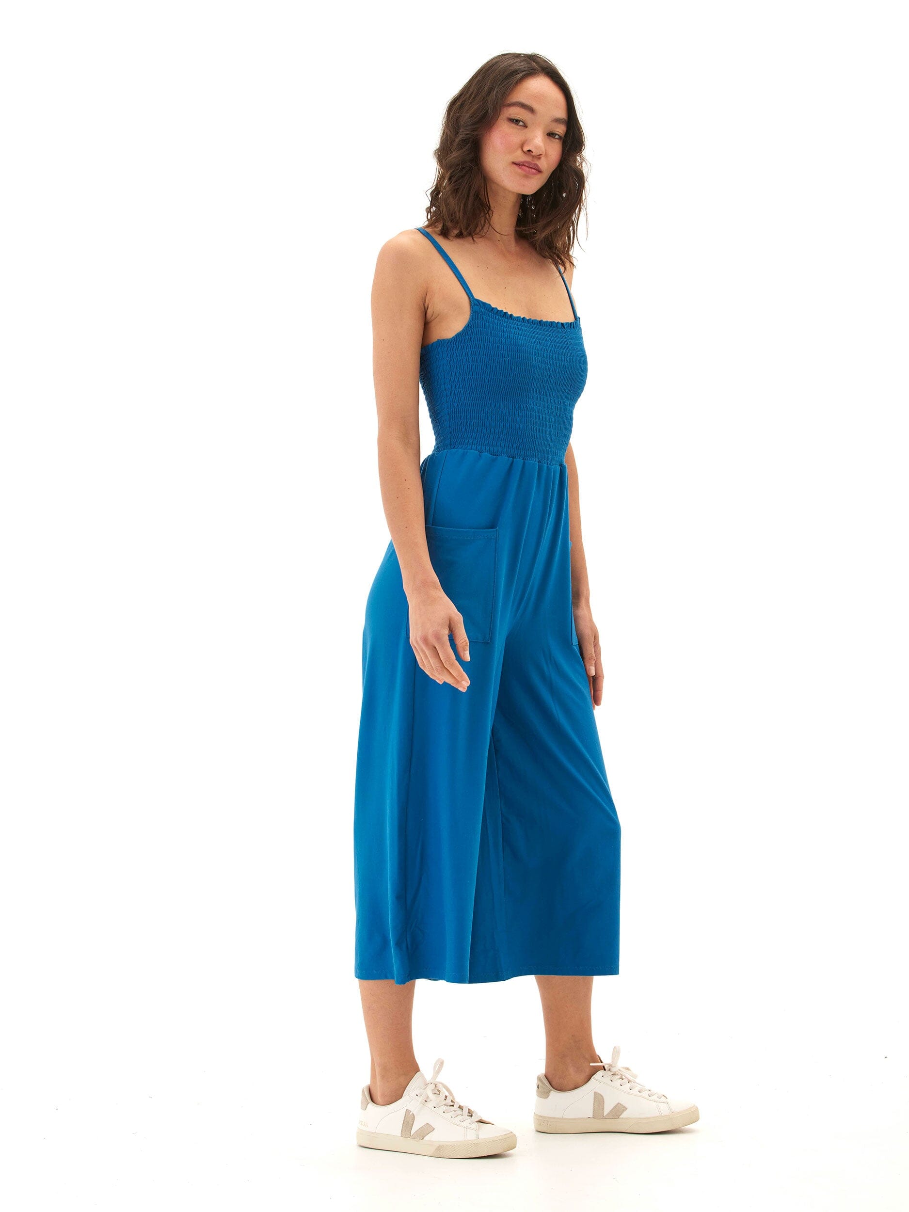 Gertie Luxe Jersey Wide Leg Jumpsuit in Royal Blue - Casual