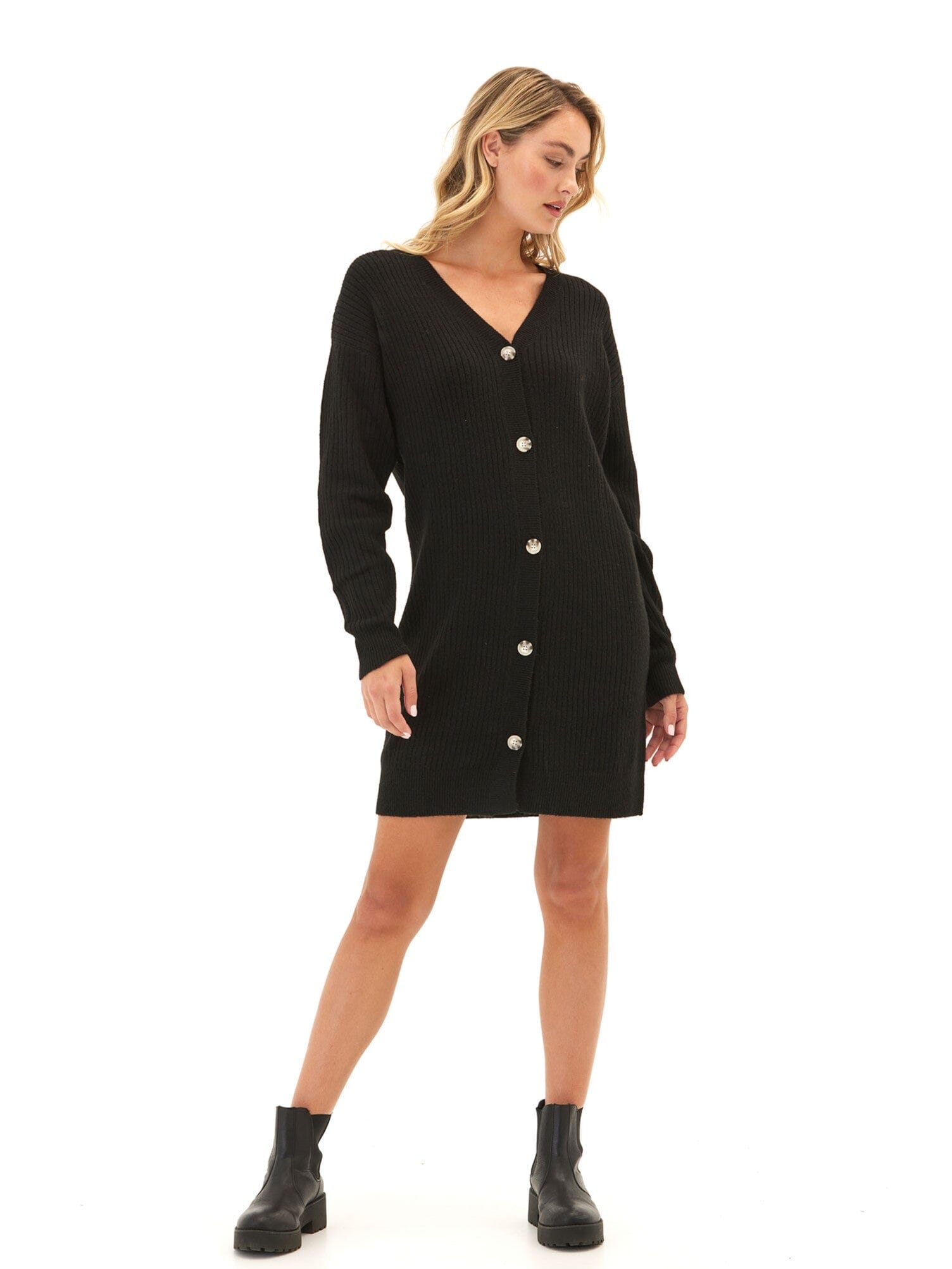 Lilianna Cozy Rib Cardigan Sweater Dress - Relaxed Fit Knit