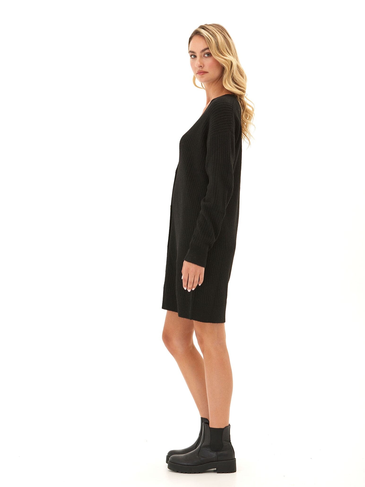 Lilianna Cozy Rib Cardigan Sweater Dress - Relaxed Fit Knit