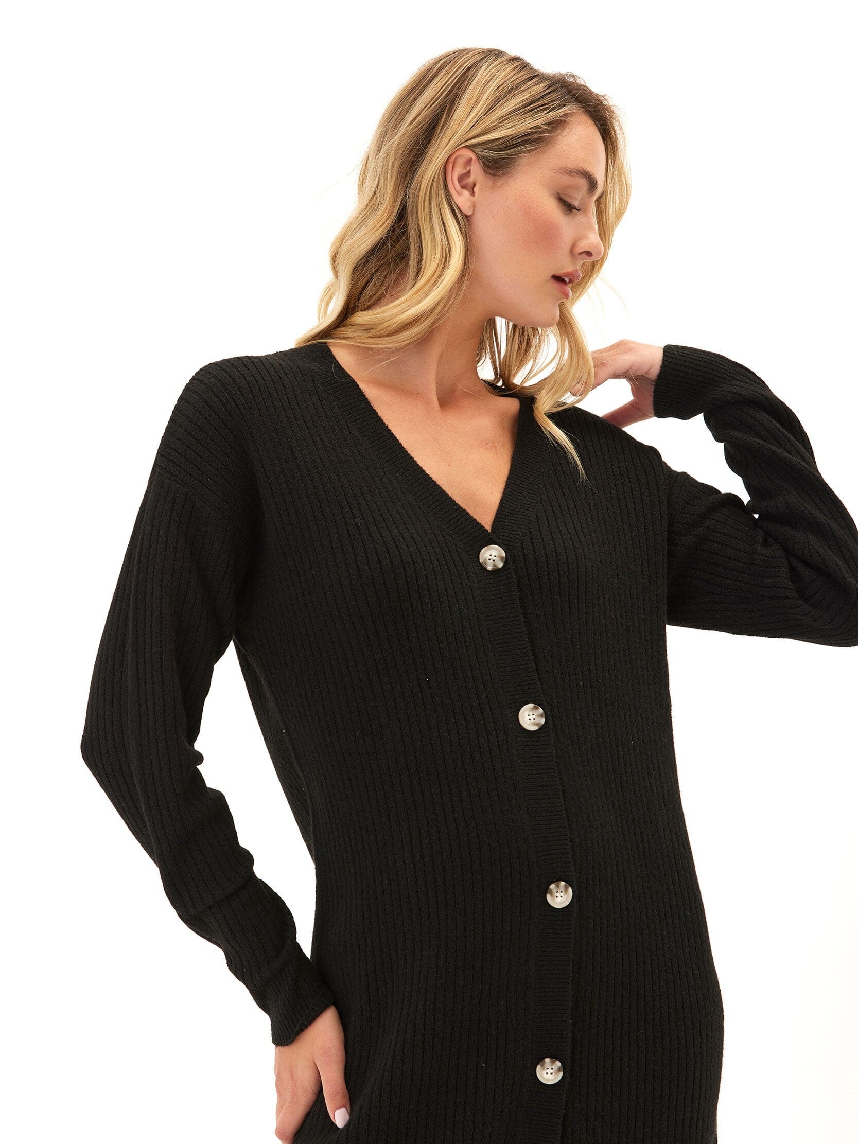 Lilianna Cozy Rib Cardigan Sweater Dress - Relaxed Fit Knit