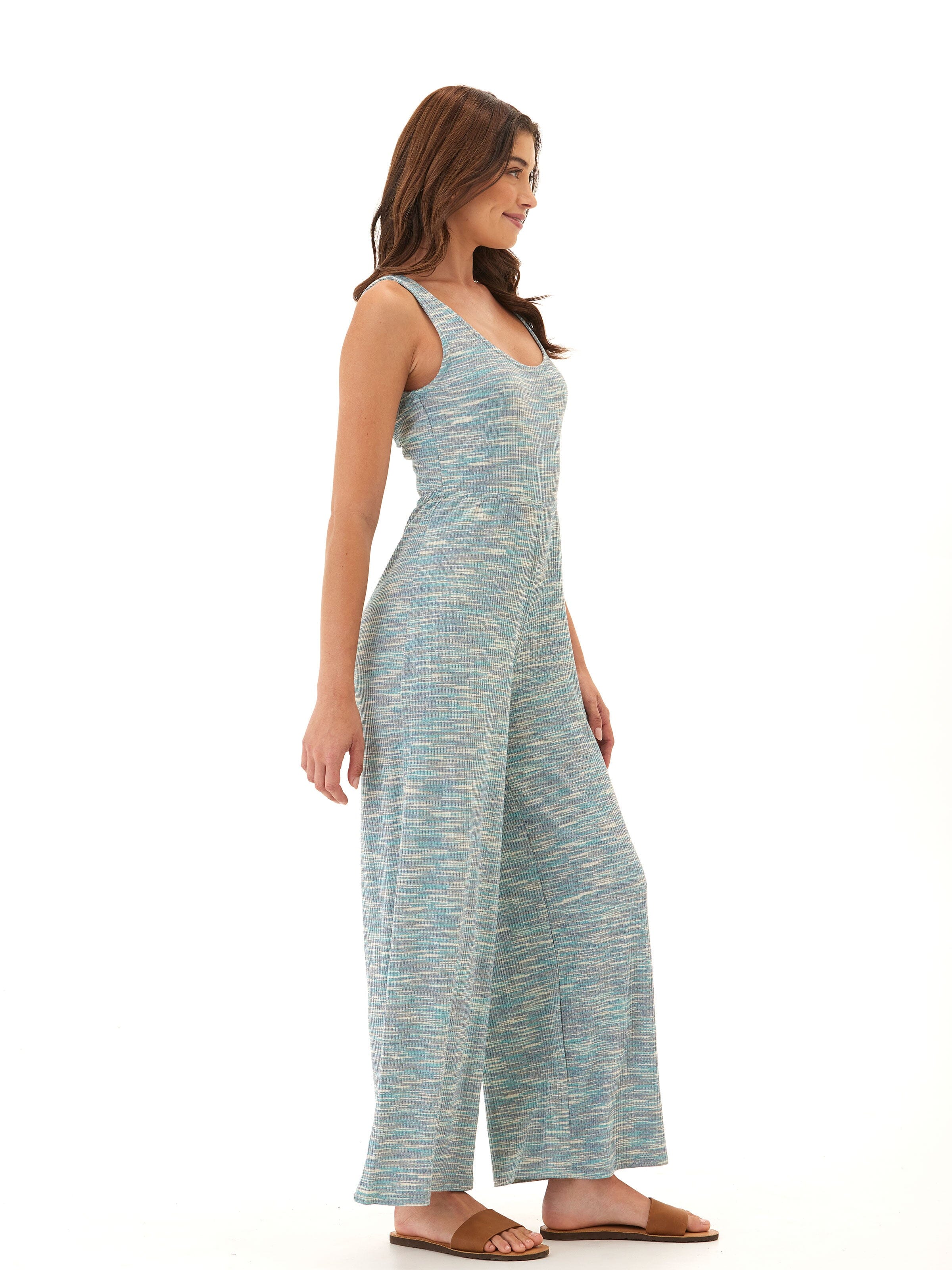 Ayesha Marble Rib Twist Jumpsuit - Wide-Leg Sleeveless Maxi