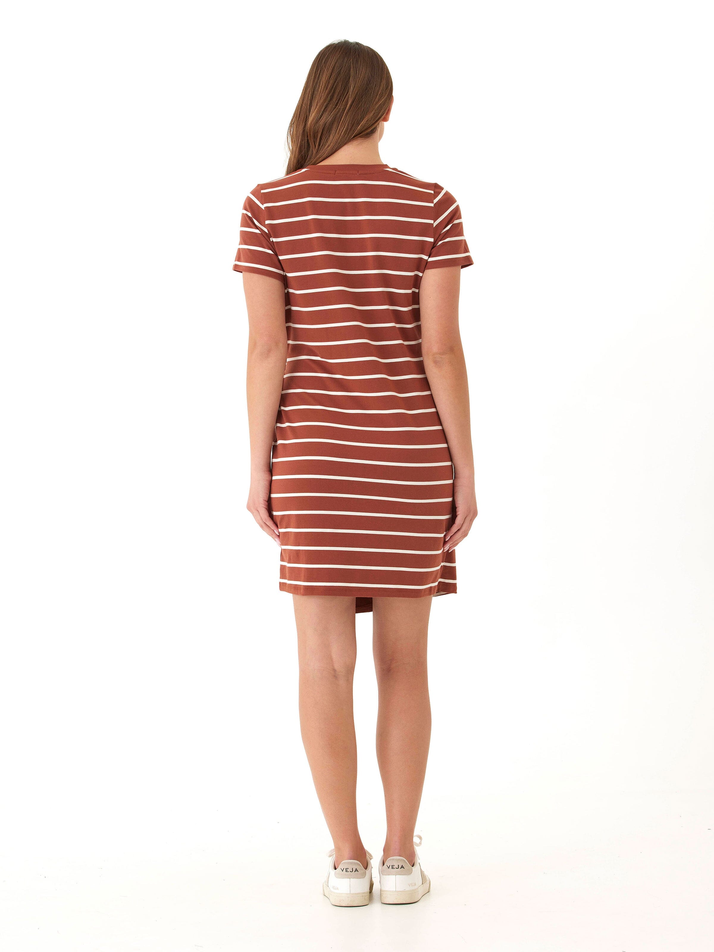 Valerie Caribbean Stripe Knotted Waist Eco Jersey Midi Dress
