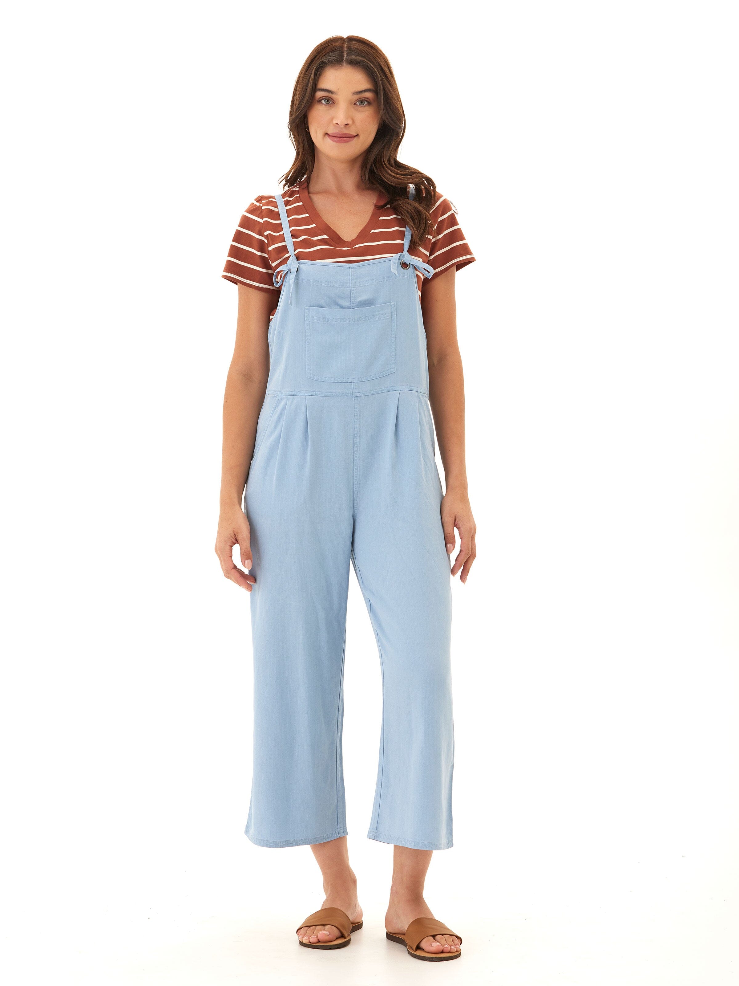 Women’s Stretch Chambray Jumpsuit in Light Blue