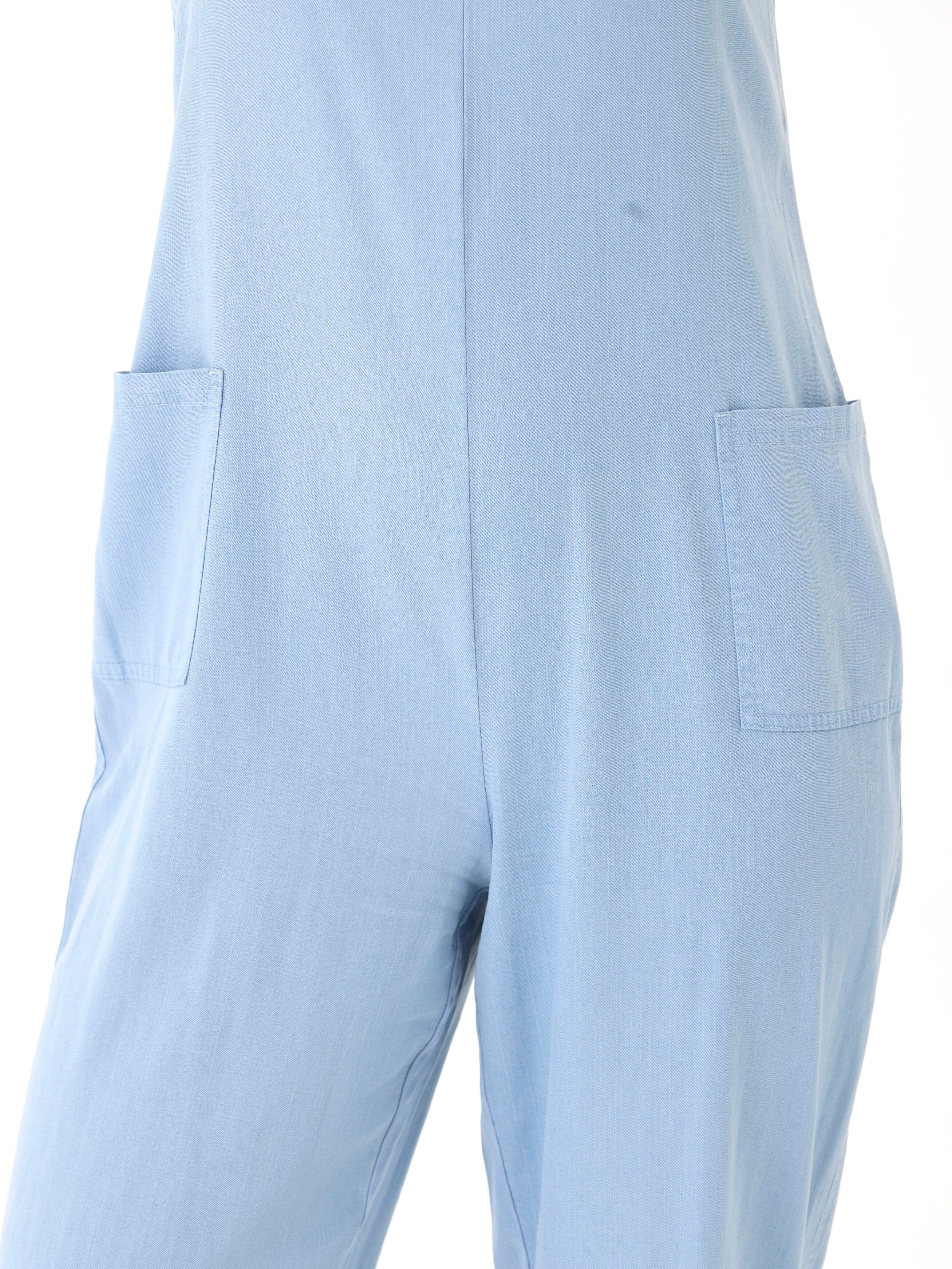 Rainey Stretch Chambray Jumpsuit in Light Blue - Relaxed Fit