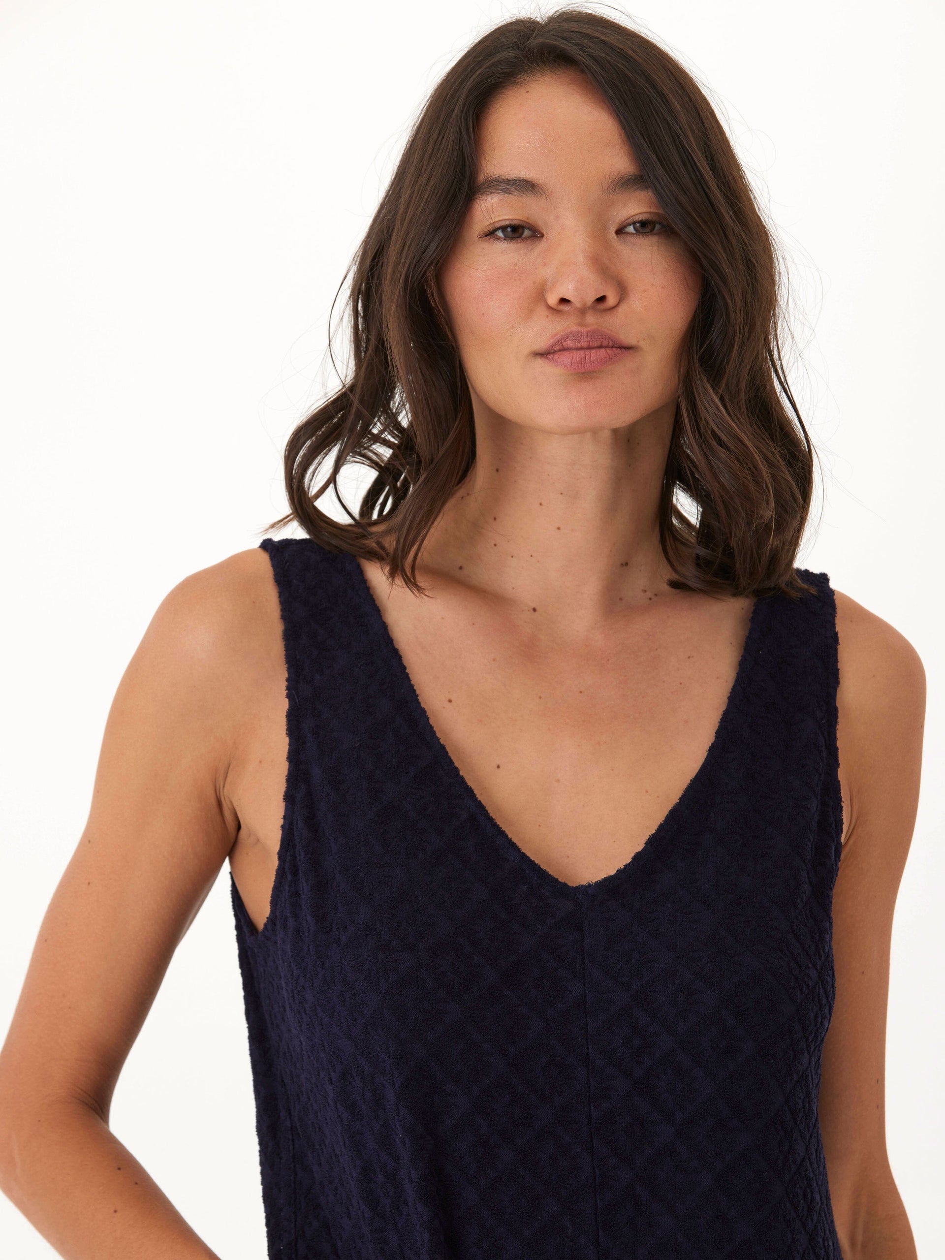 Jacquard Terry Patch Pocket Jumpsuit with Relaxed Wide Leg