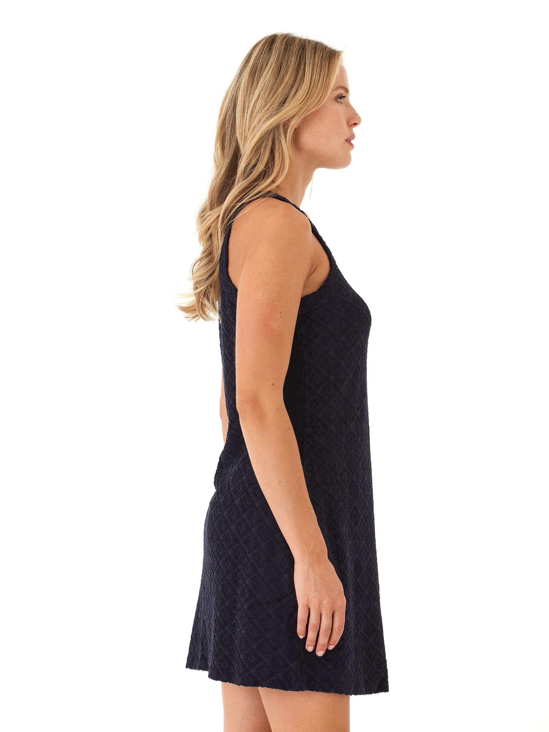 Scarlett Jacquard Terry Swing Dress in Navy
