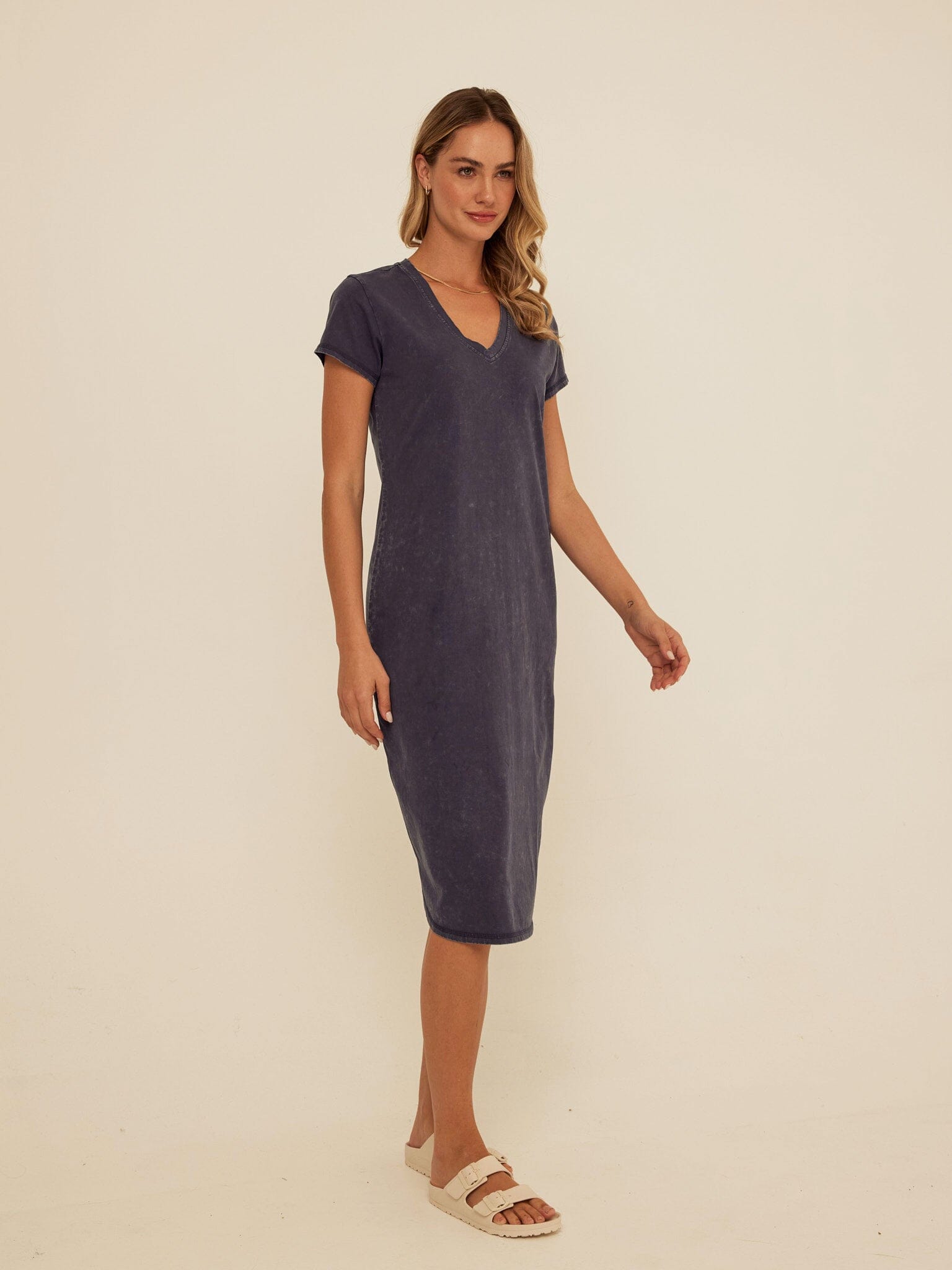 Ethel Mineral Wash Eco Jersey Midi Dress - Relaxed Casual Knit