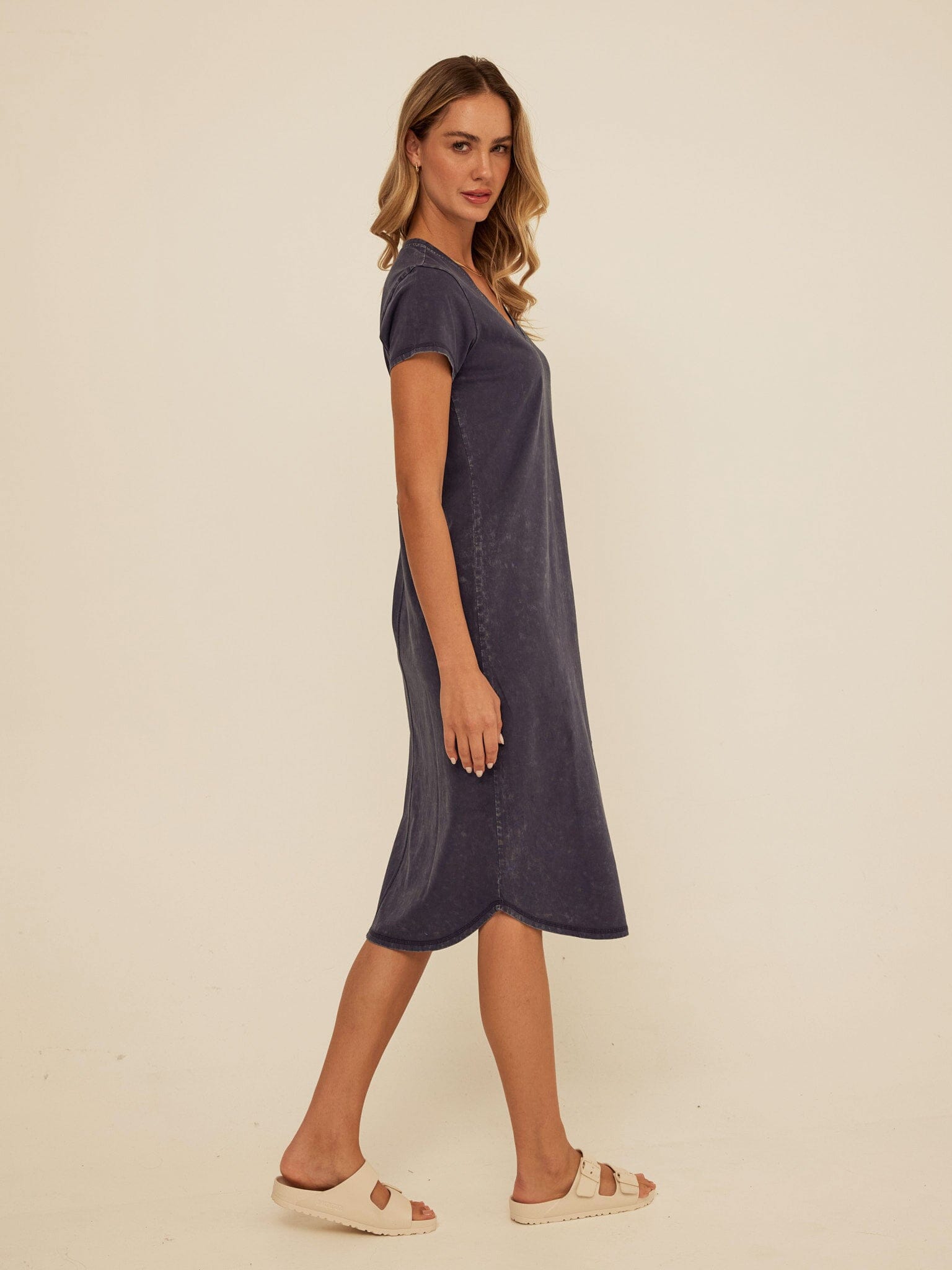Ethel Mineral Wash Eco Jersey Midi Dress - Relaxed Casual Knit
