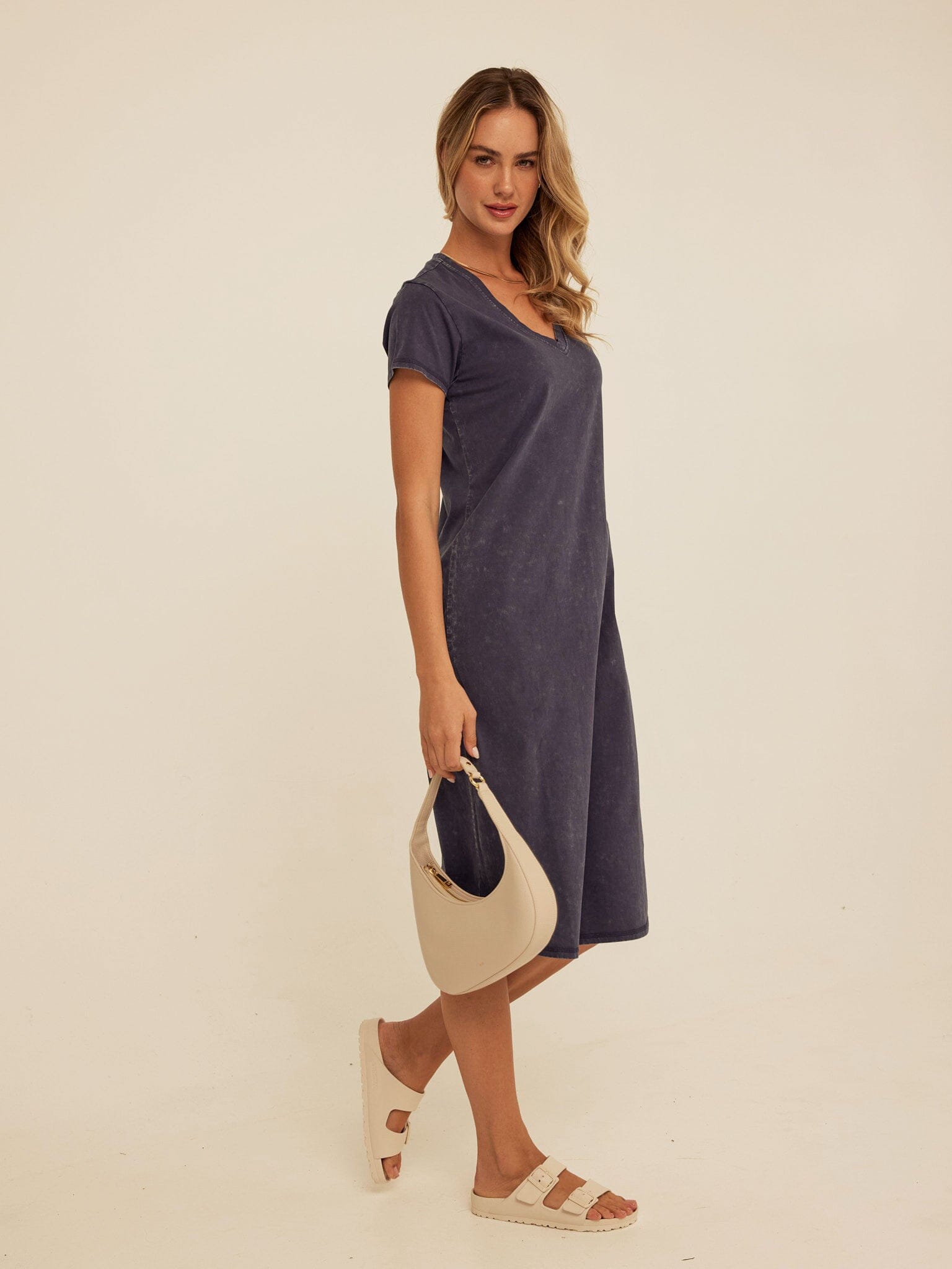 Ethel Mineral Wash Eco Jersey Midi Dress - Relaxed Casual Knit