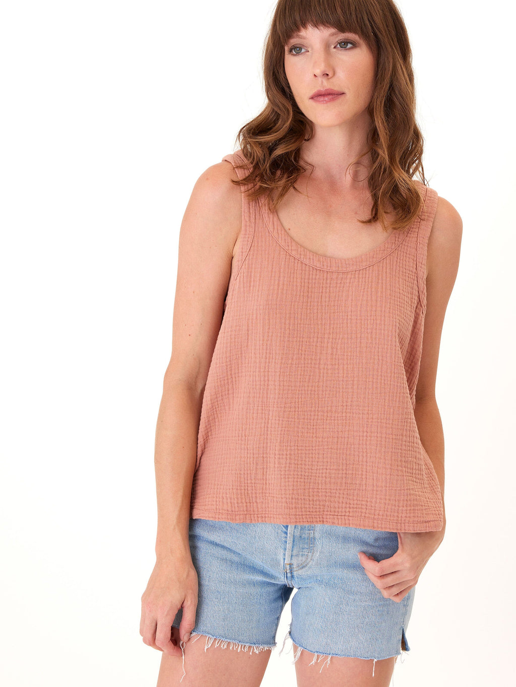 Syrena Organic Cotton Gauze Scoop Neck Tank Top