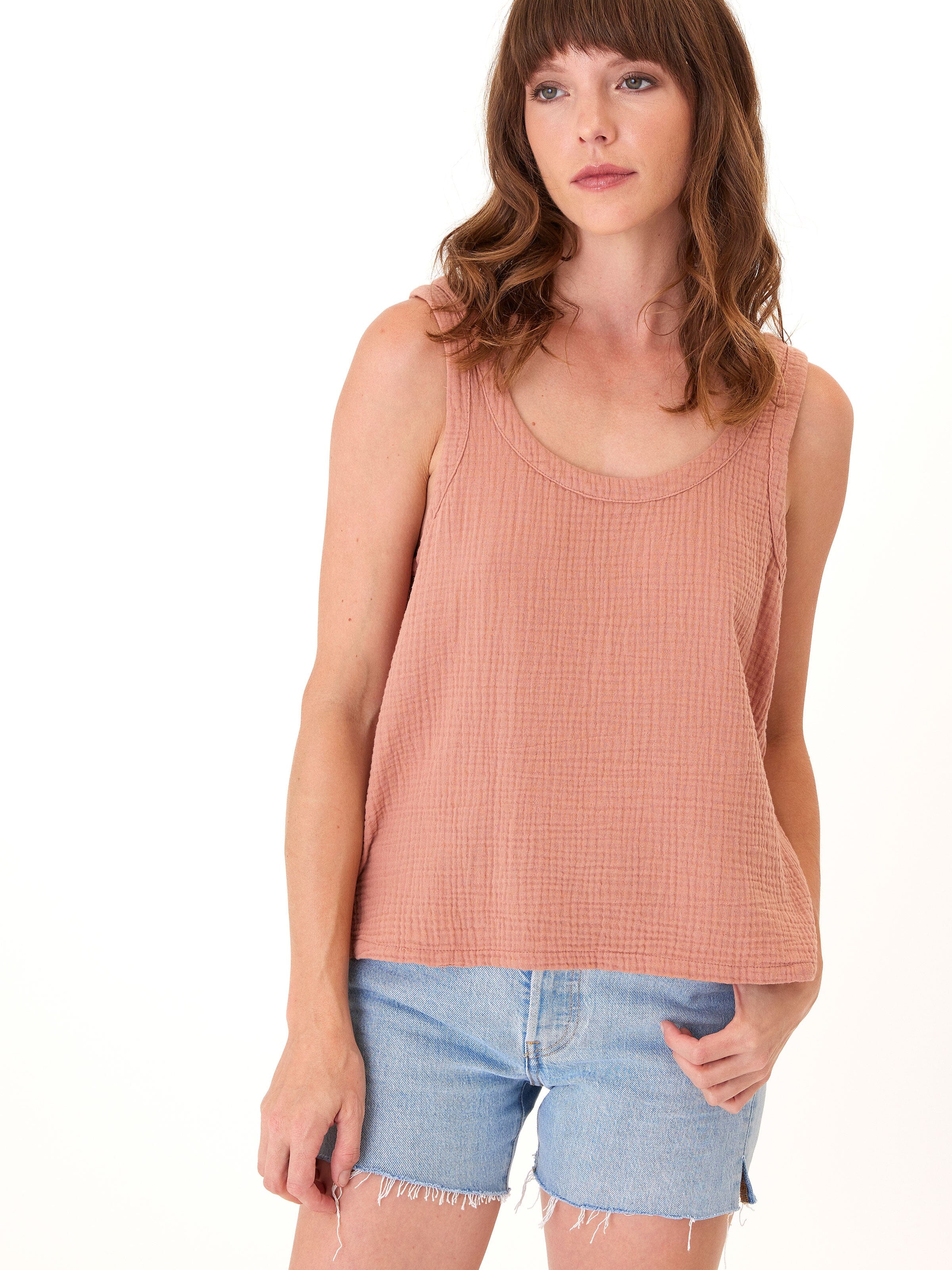 Syrena Organic Cotton Gauze Scoop Neck Tank Top