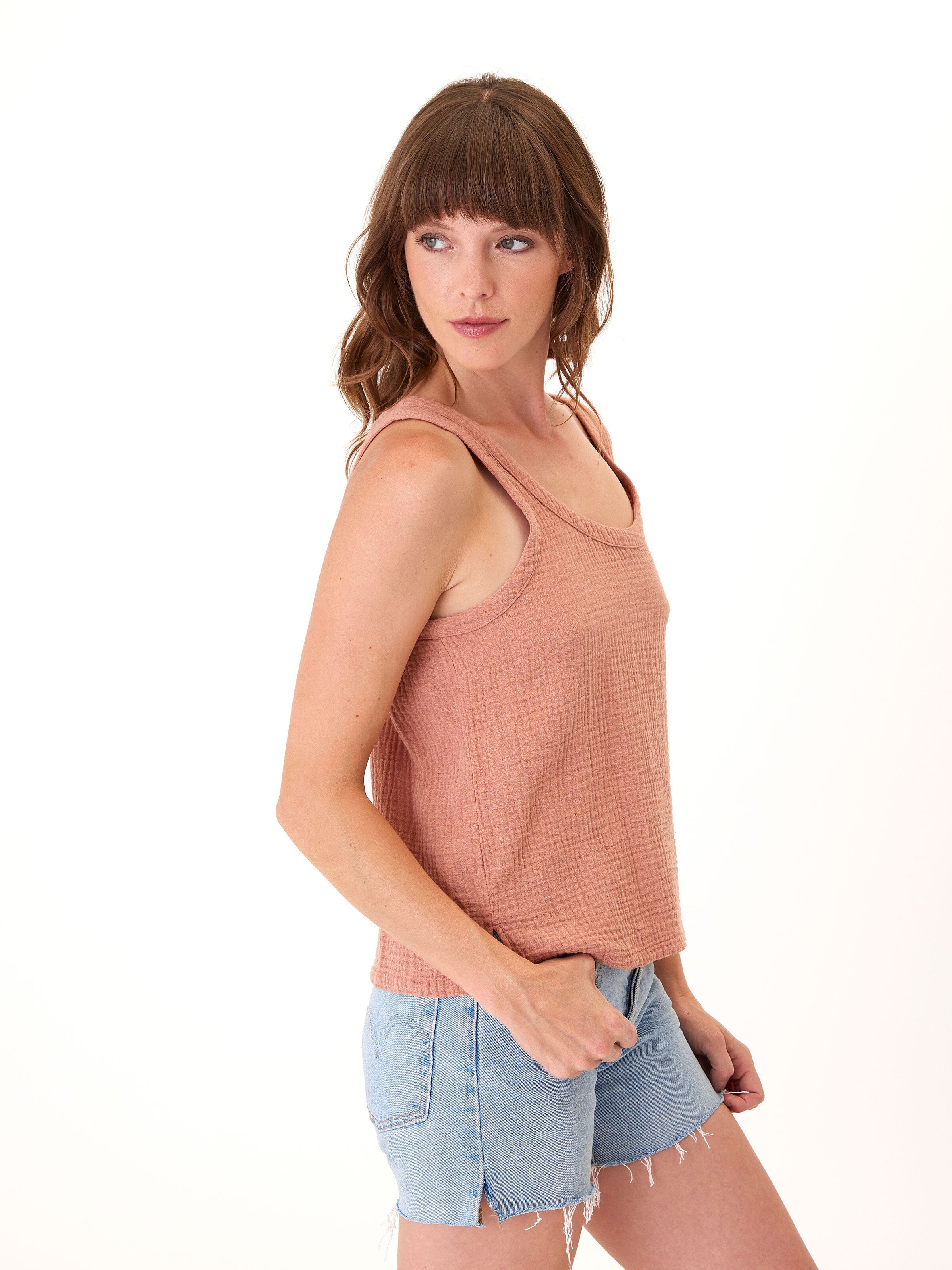 Syrena Organic Cotton Gauze Scoop Neck Tank Top