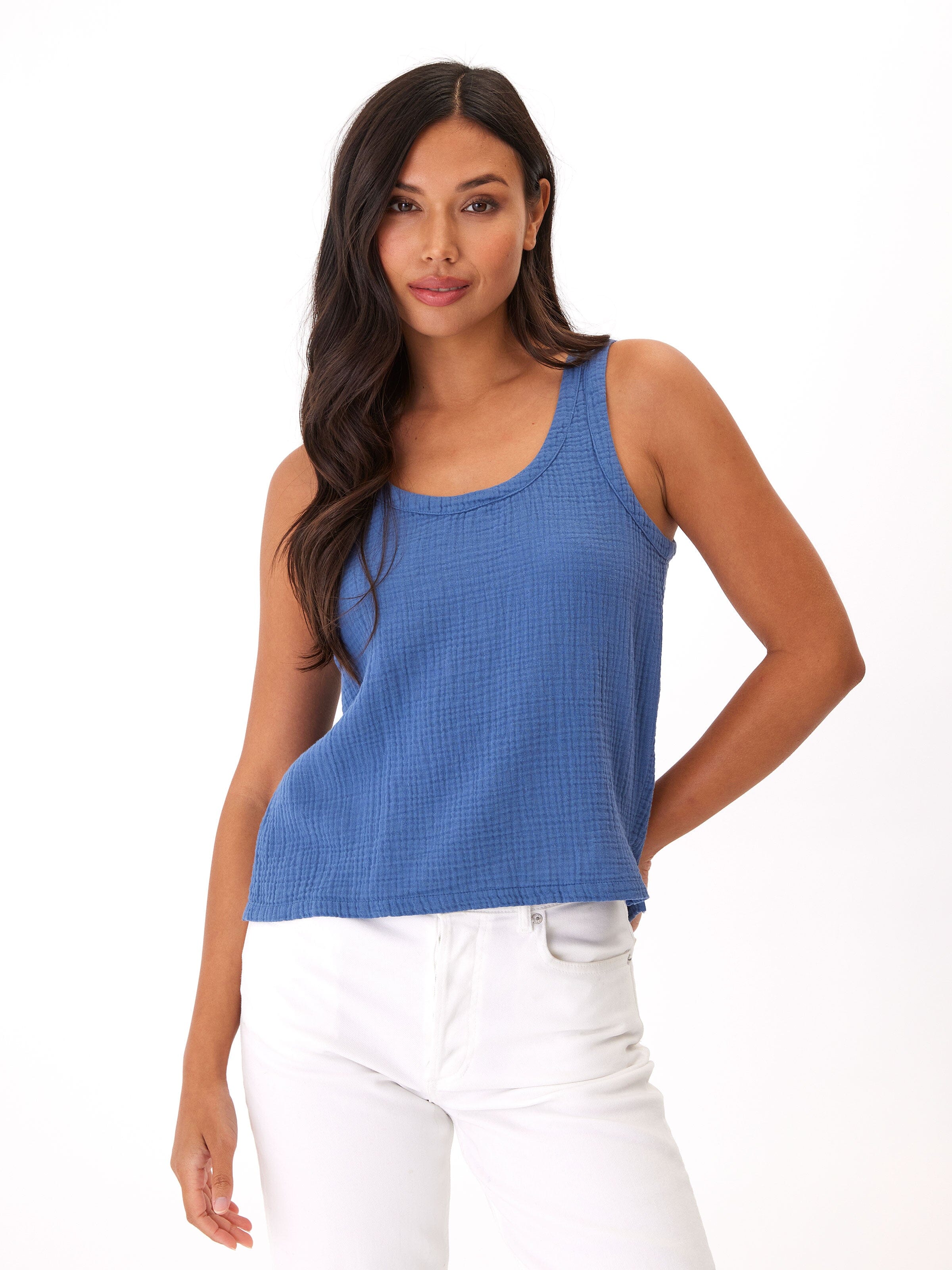 Syrena Gauze Tank in Blue