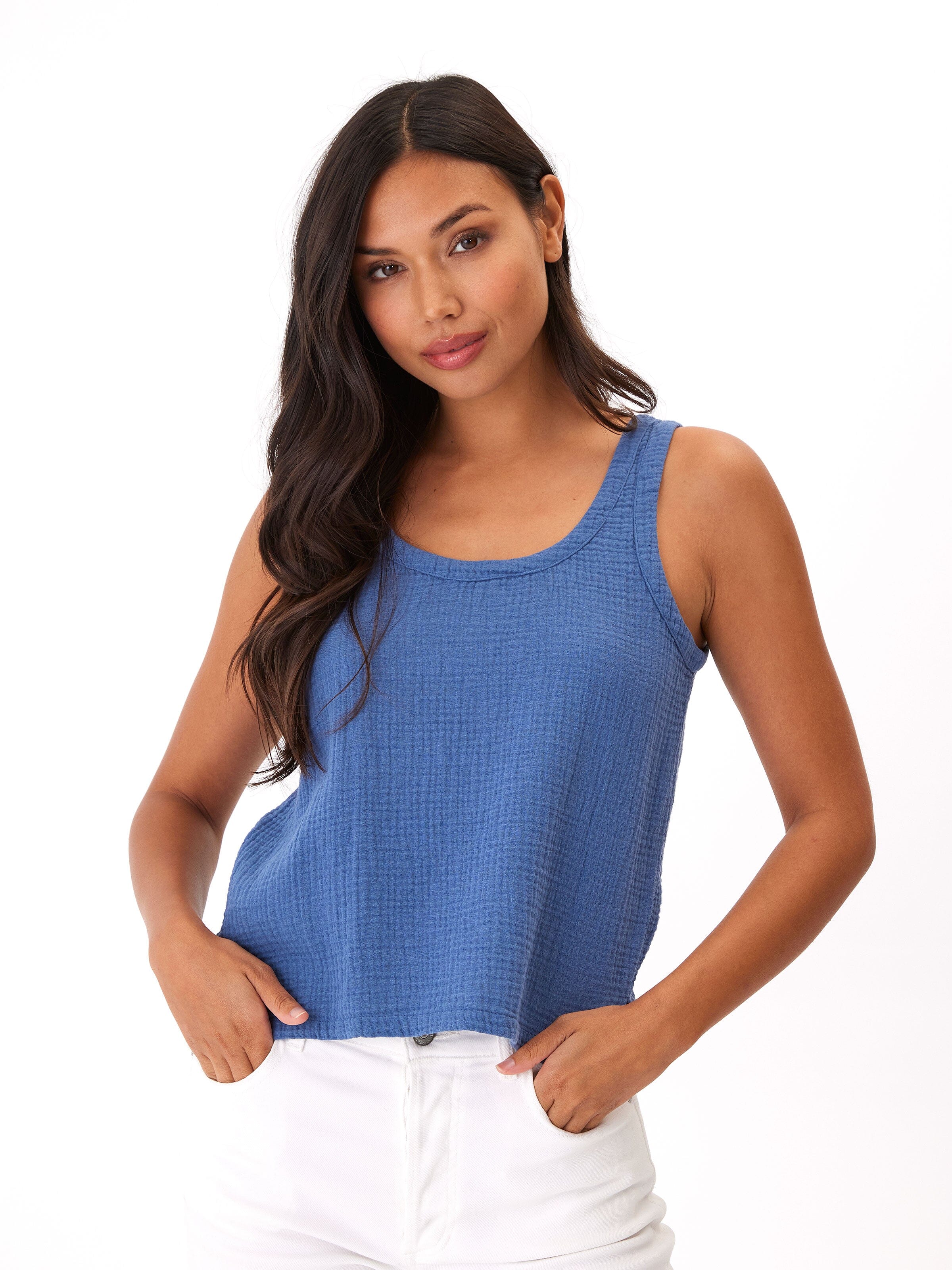Syrena Gauze Tank in Blue