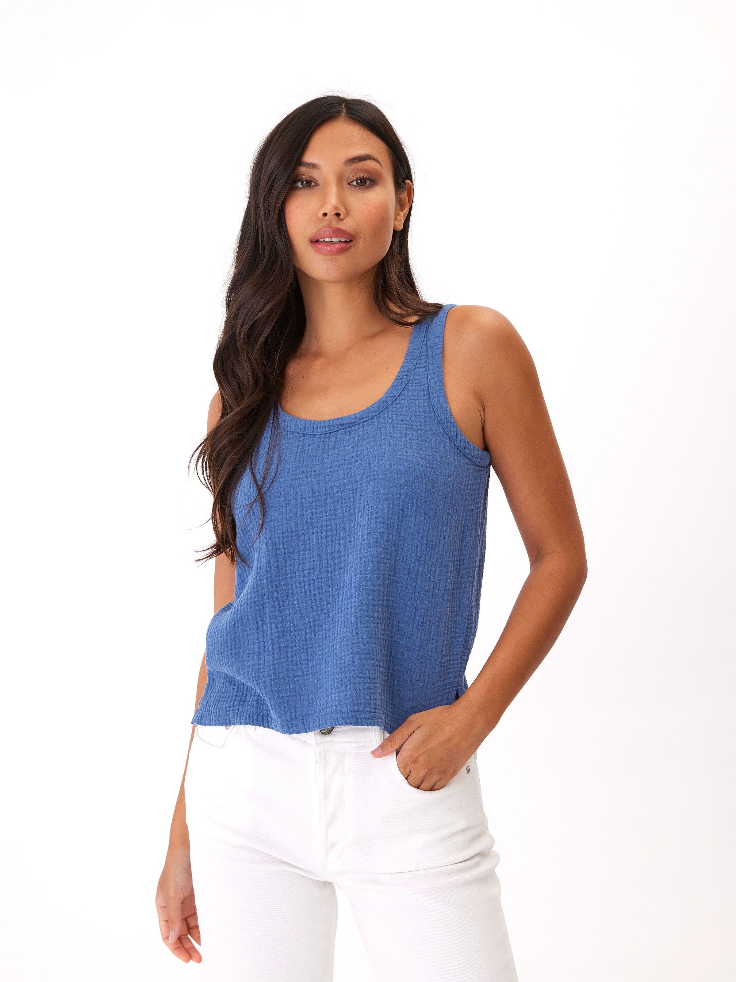 Syrena Gauze Tank in Blue