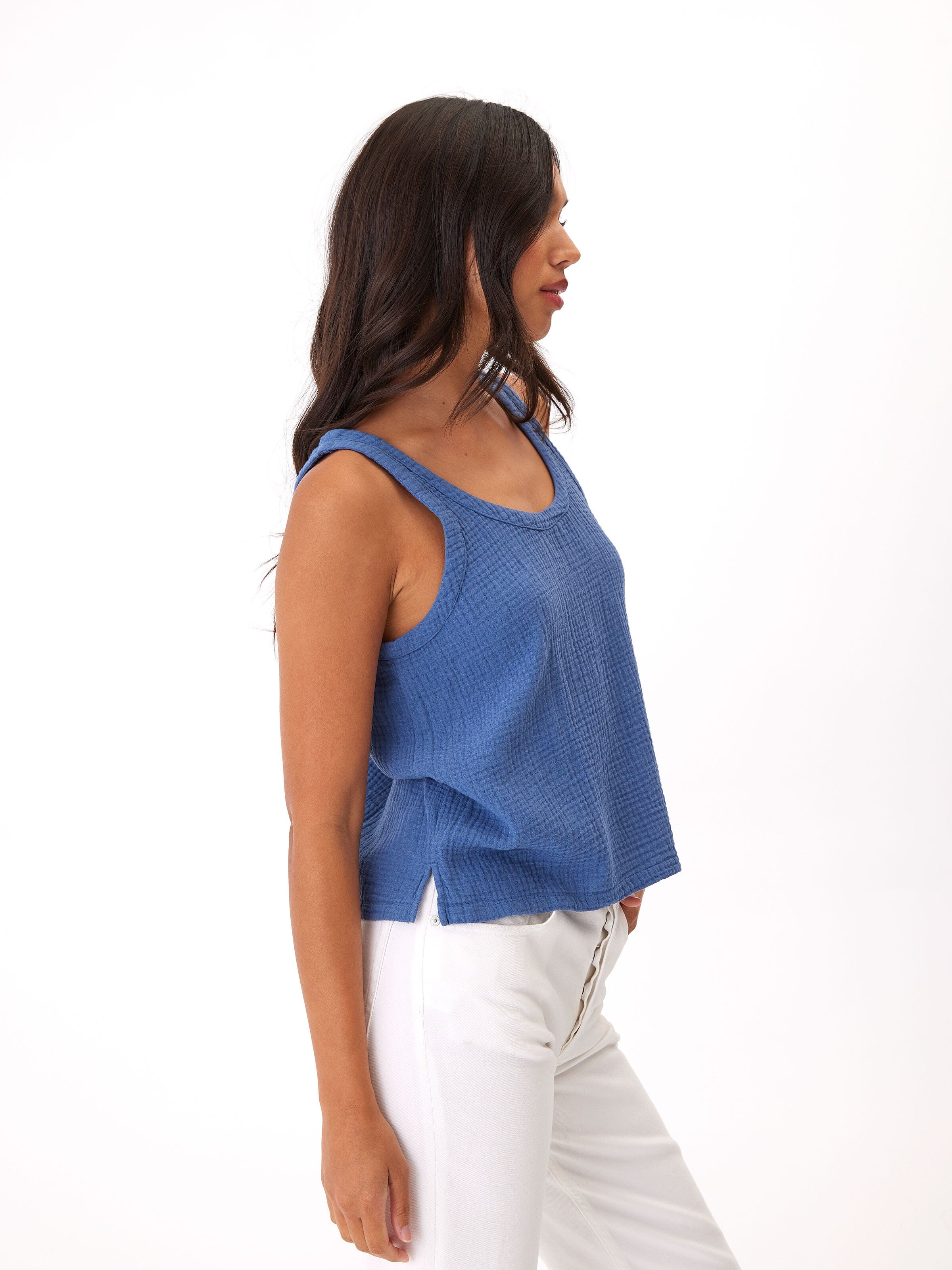 Syrena Gauze Tank in Blue