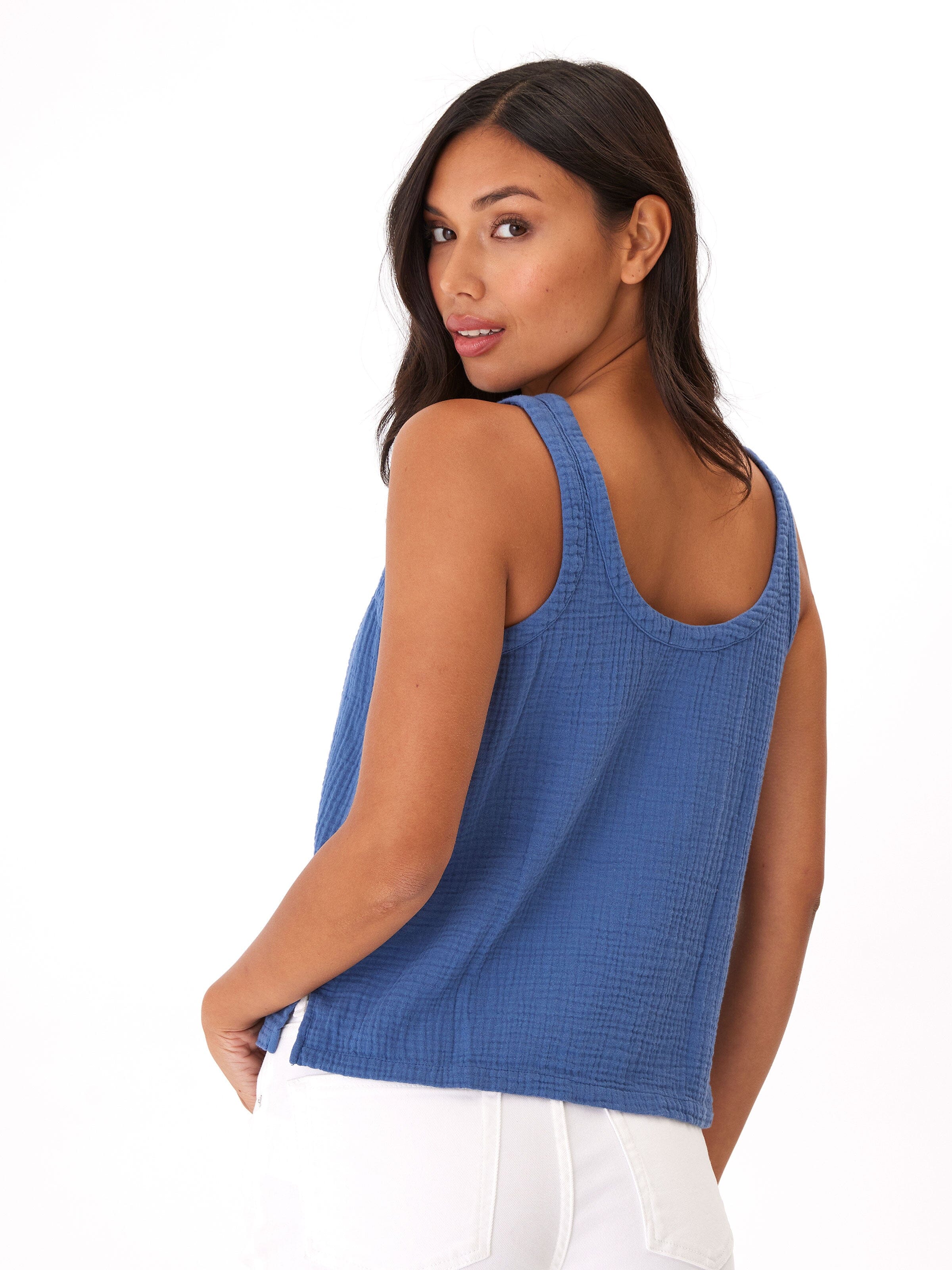 Syrena Gauze Tank in Blue