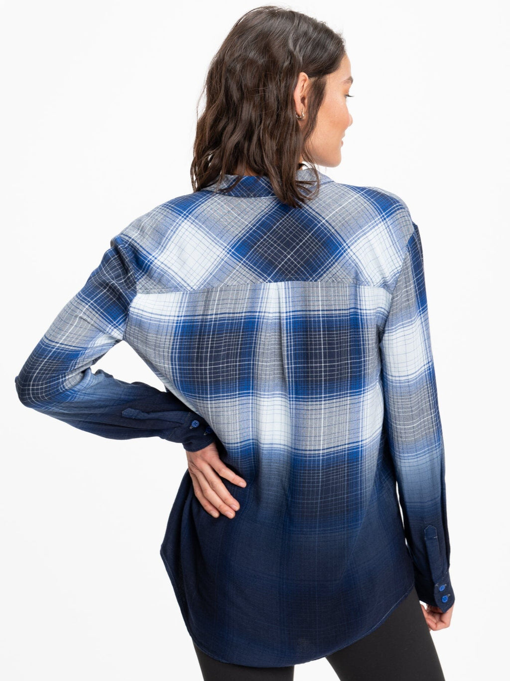 Marlow Woven Button-Up Plaid Shirt in Blue, White, Navy