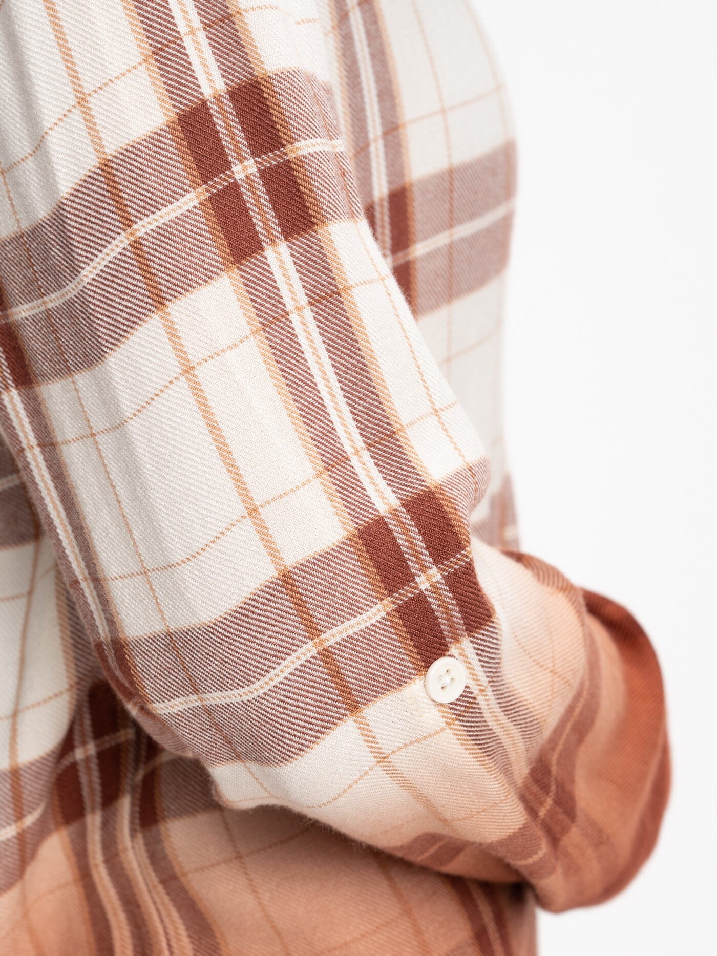 Marlow Woven Oversized Plaid Button-Up Shirt in Rust and Brown