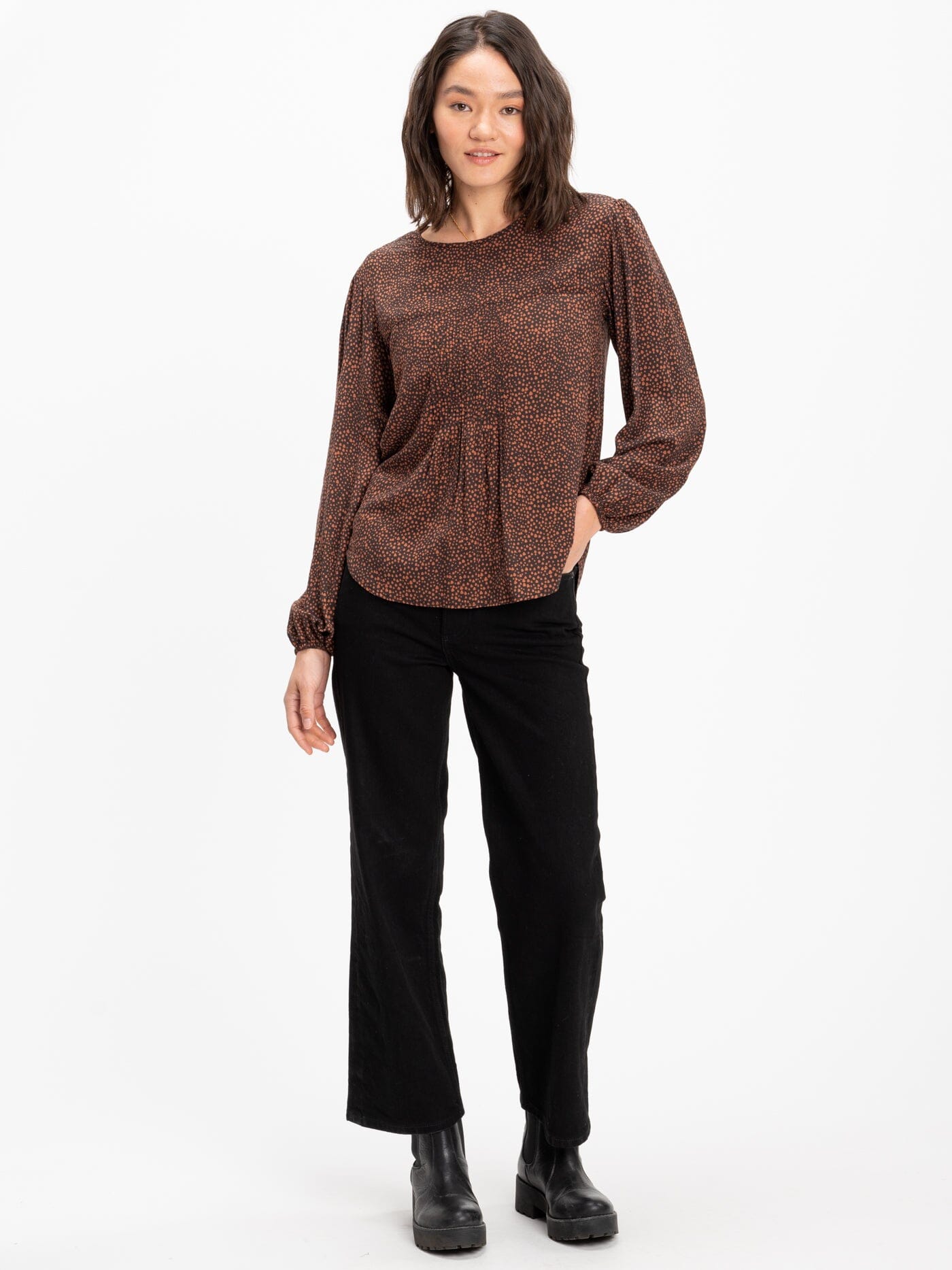 Carina Tencel Printed Blouse: Sustainable Effortless Drape Top