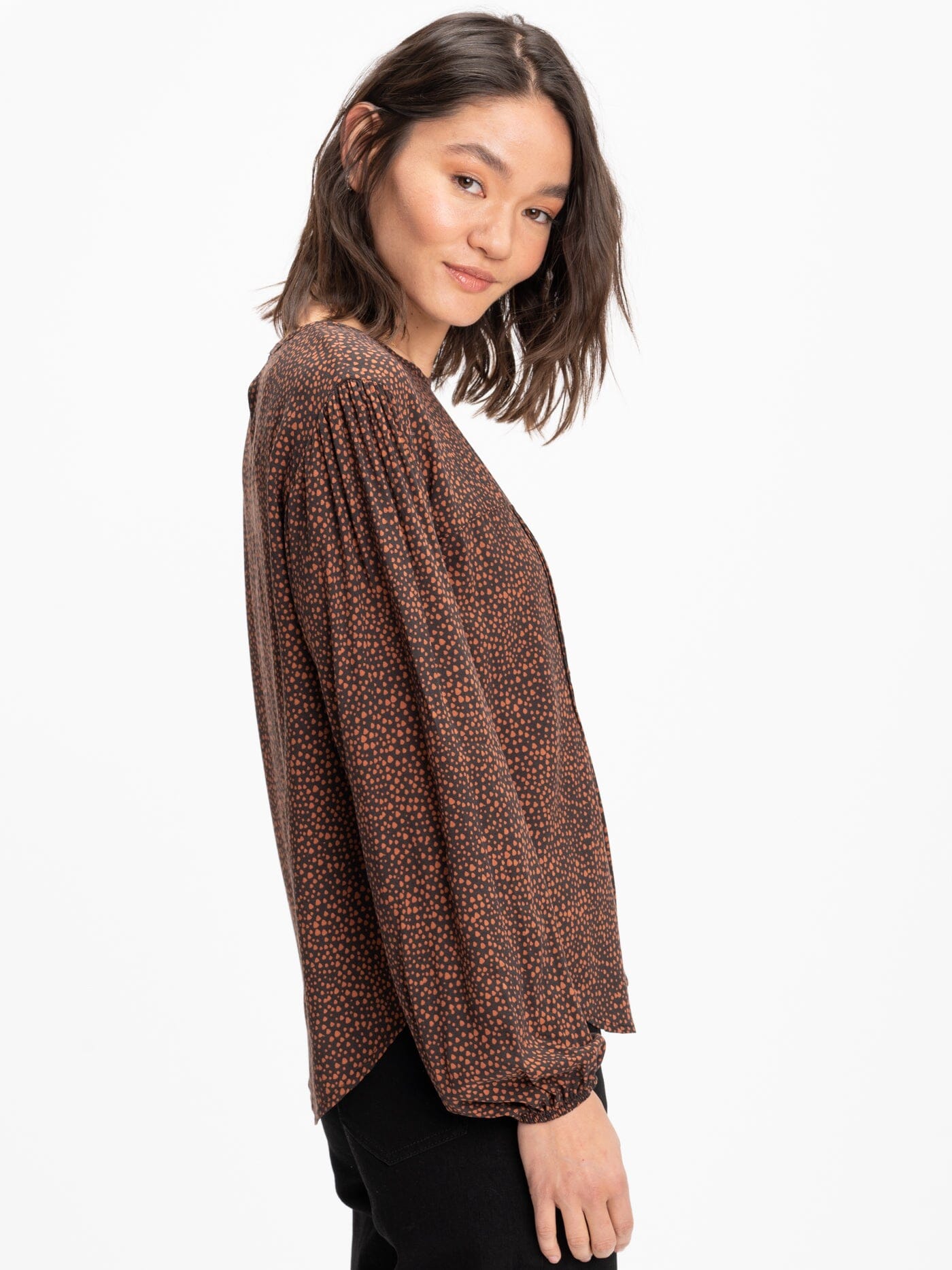 Carina Tencel Printed Blouse: Sustainable Effortless Drape Top