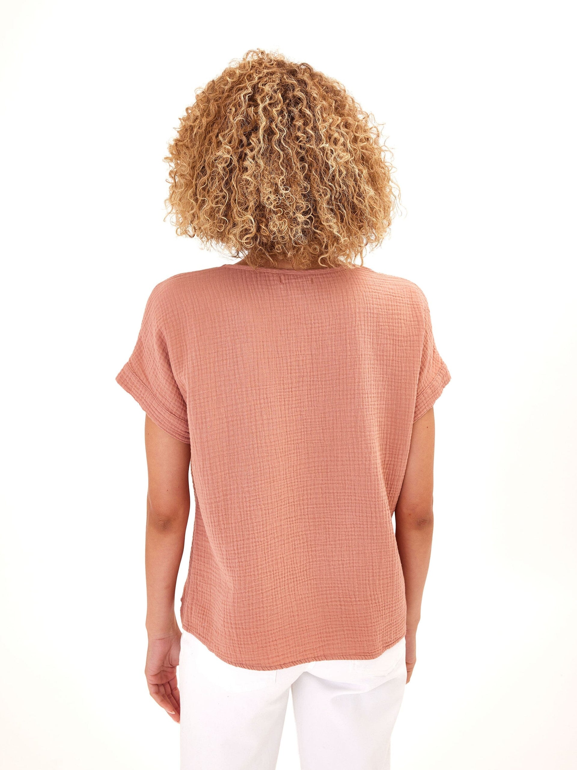 Celia Organic Cotton Gauze Drop Shoulder Top - Relaxed Fit