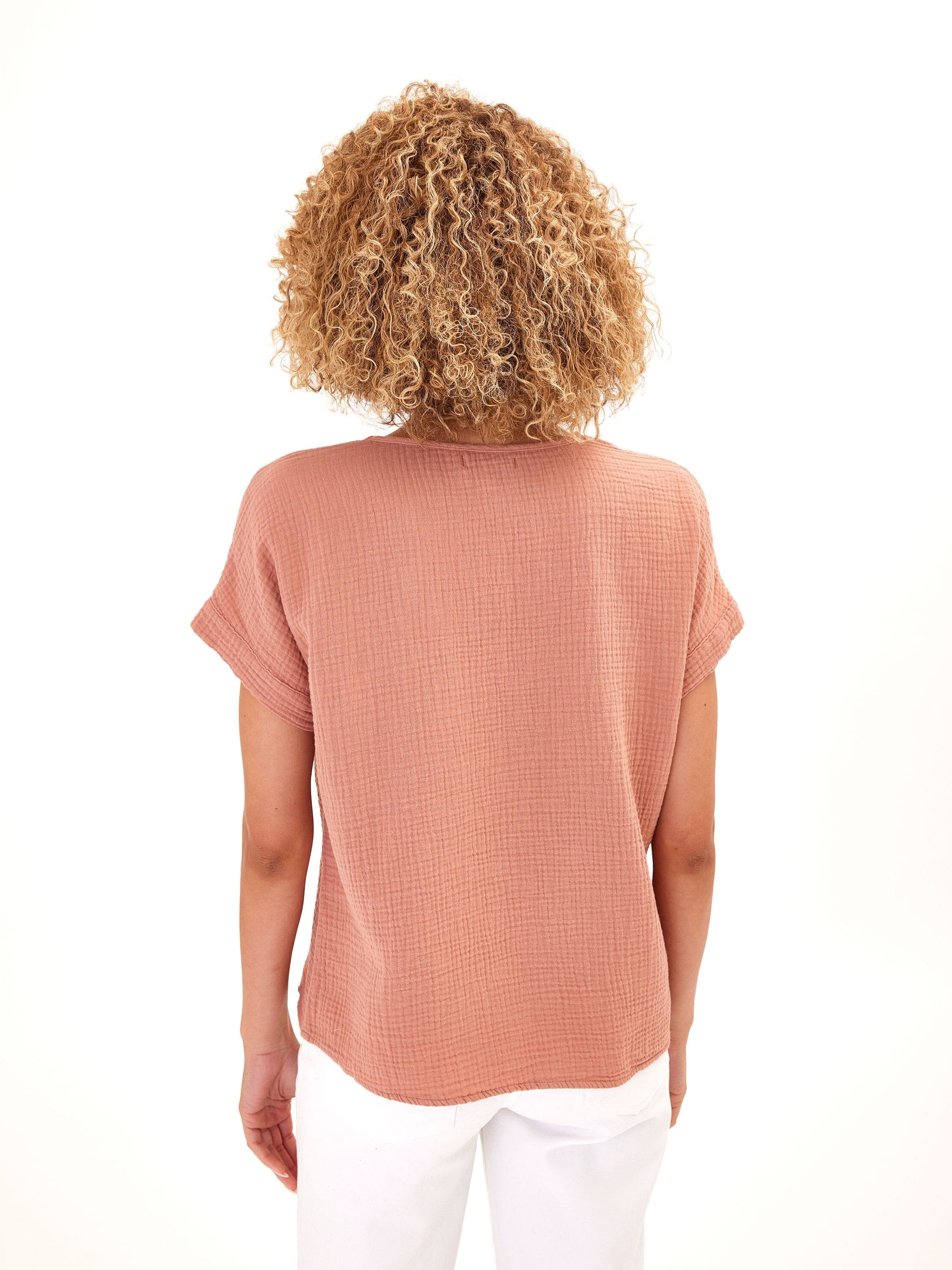 Celia Organic Cotton Gauze Drop Shoulder Top - Relaxed Fit
