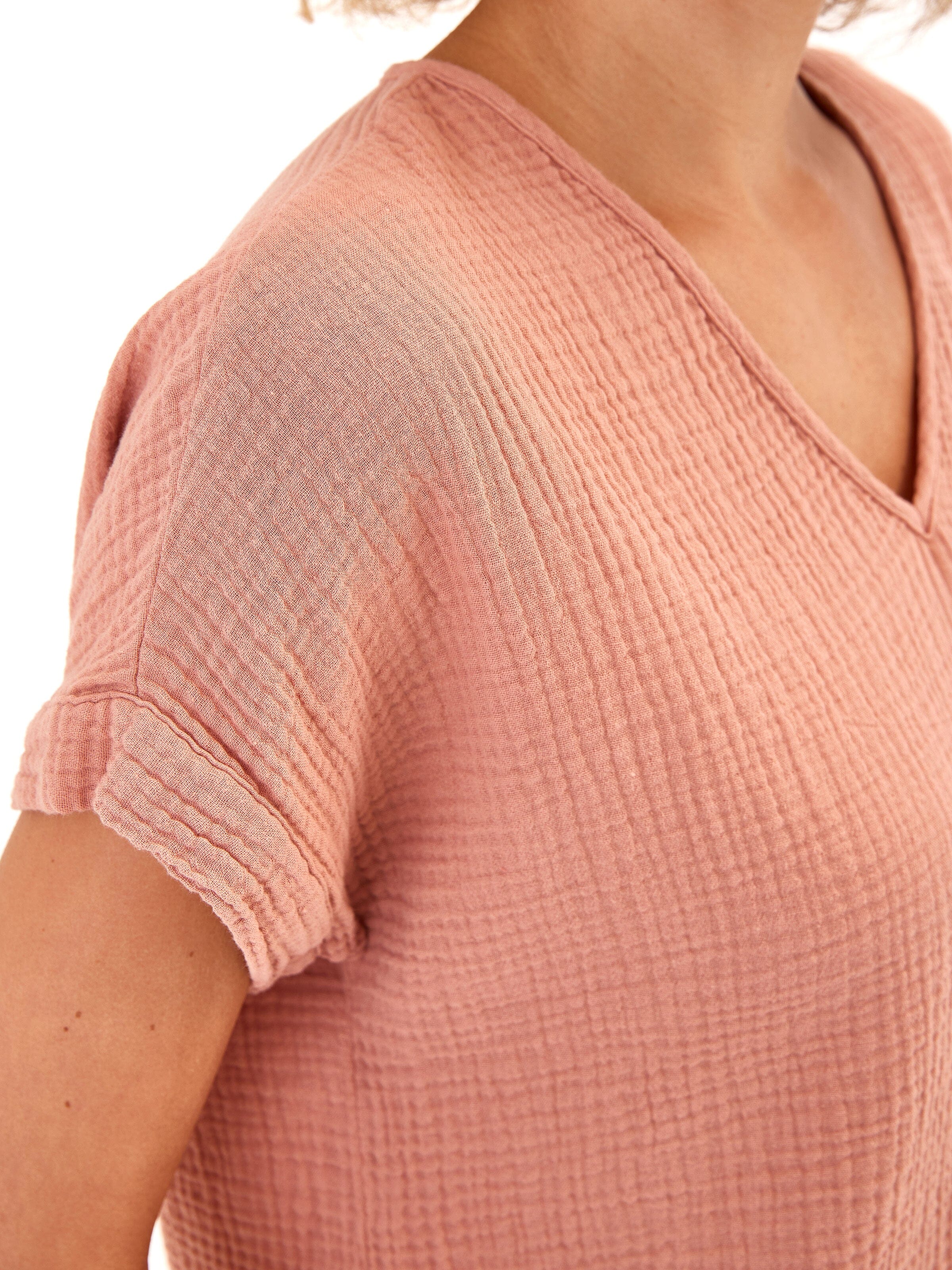 Celia Organic Cotton Gauze Drop Shoulder Top - Relaxed Fit
