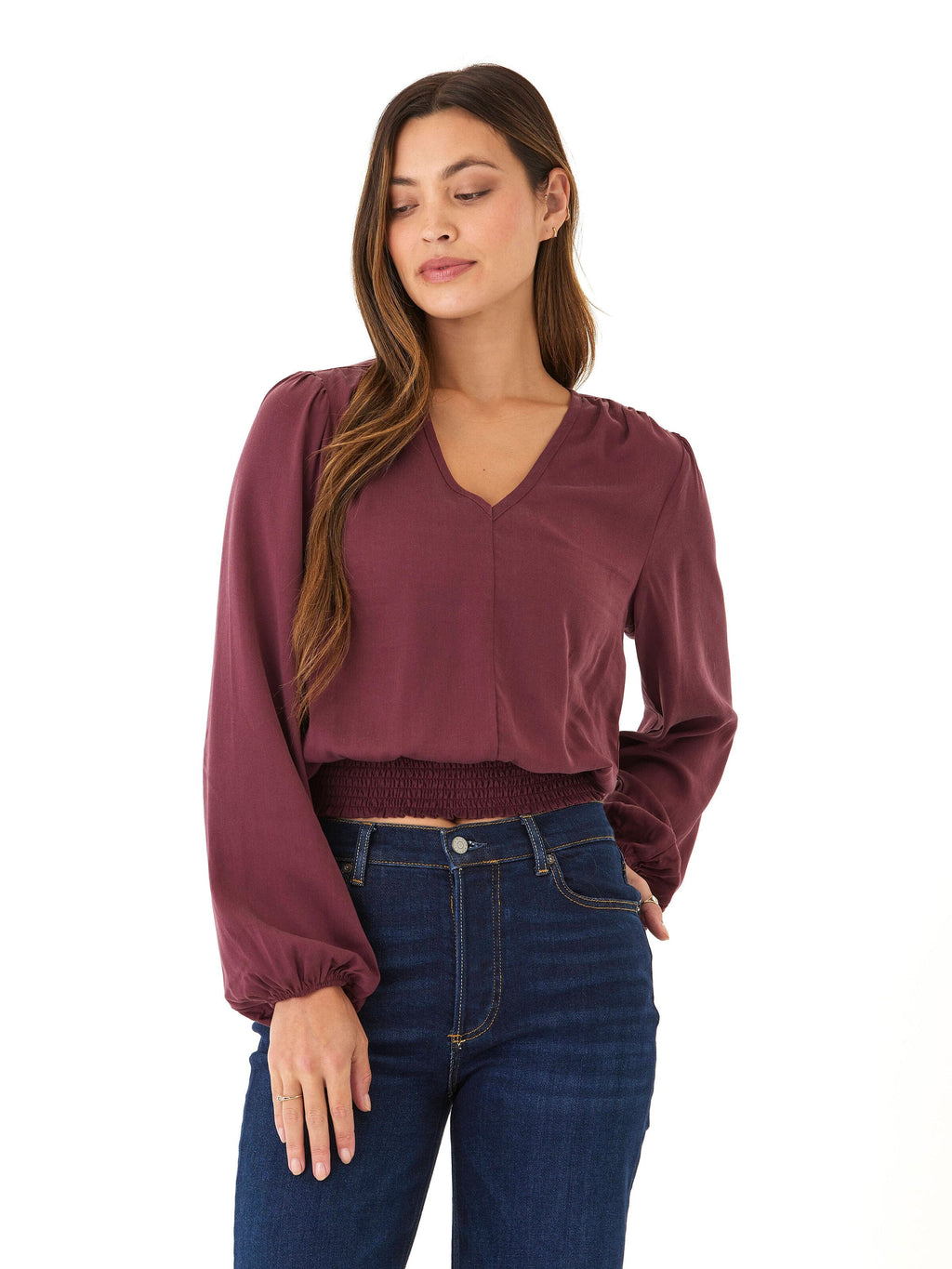 Eco Woven Smocked Waist Blouse