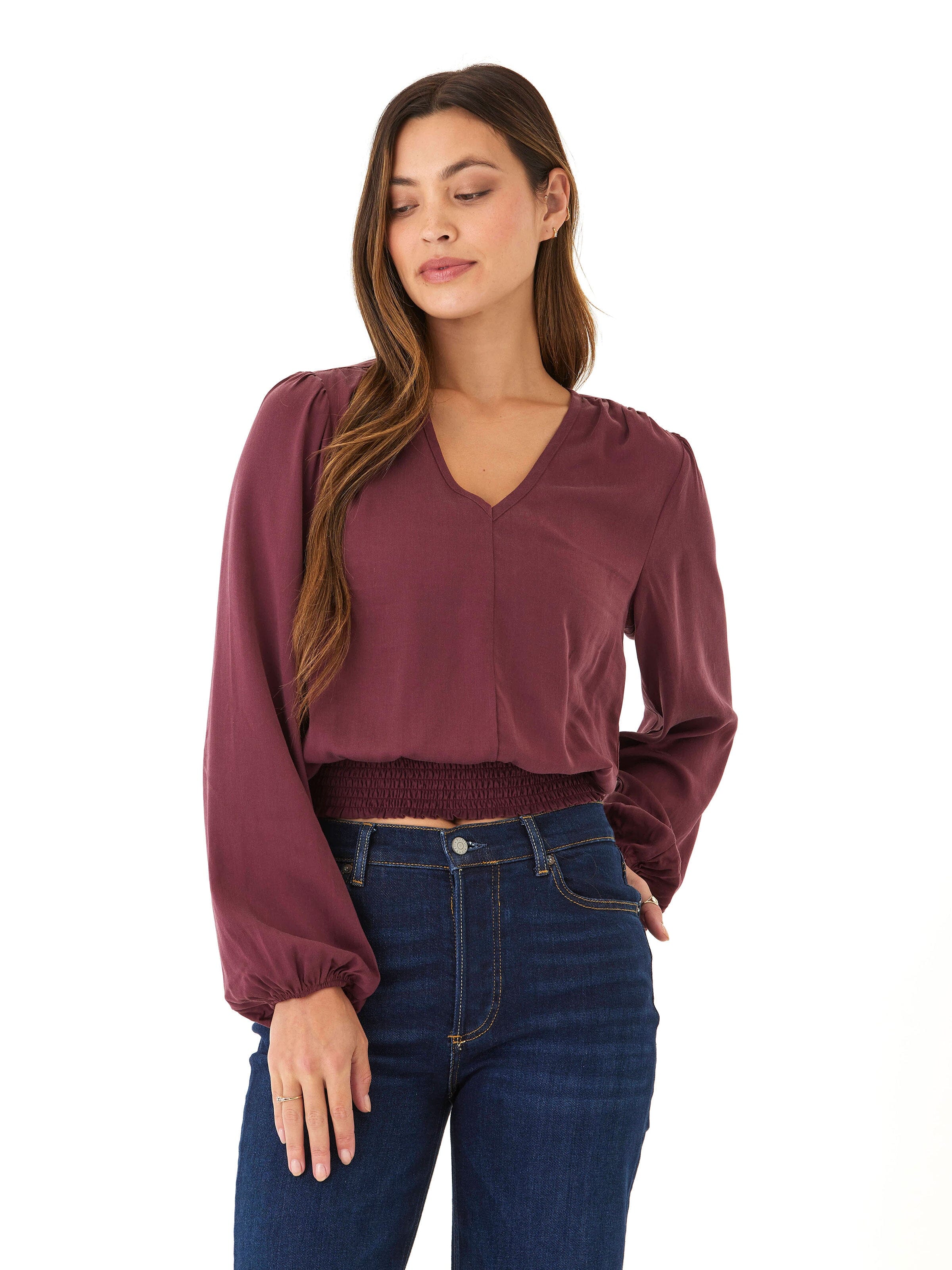 Eco Woven Smocked Waist Blouse