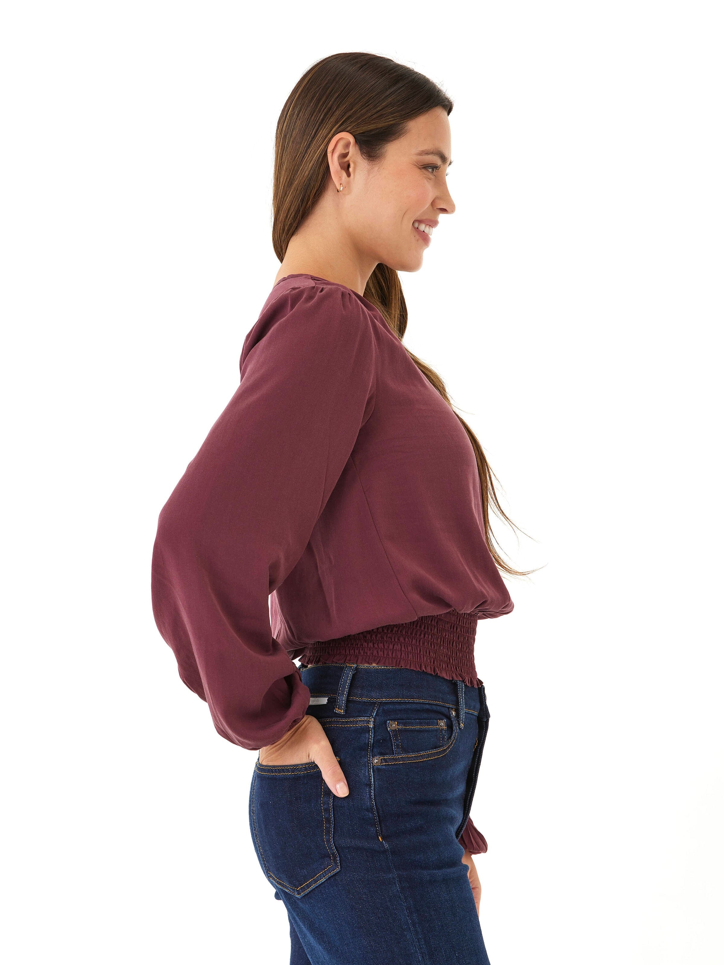 Eco Woven Smocked Waist Blouse