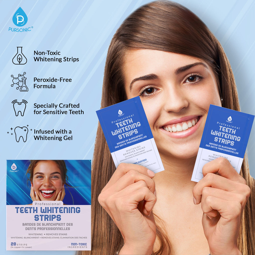 Pursonic Complete Smile Whitening Bundle – LED Whitening Kit + Whitening Pens + Professional Whitening Strips