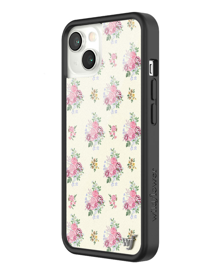 Vintage Floral iPhone Case in Soft Yellow with Rose Print - Image 10