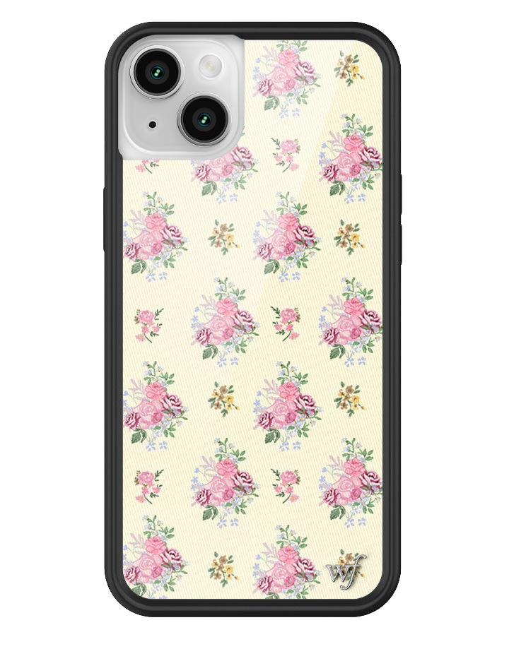 Vintage Floral iPhone Case in Soft Yellow with Rose Print - Image 3