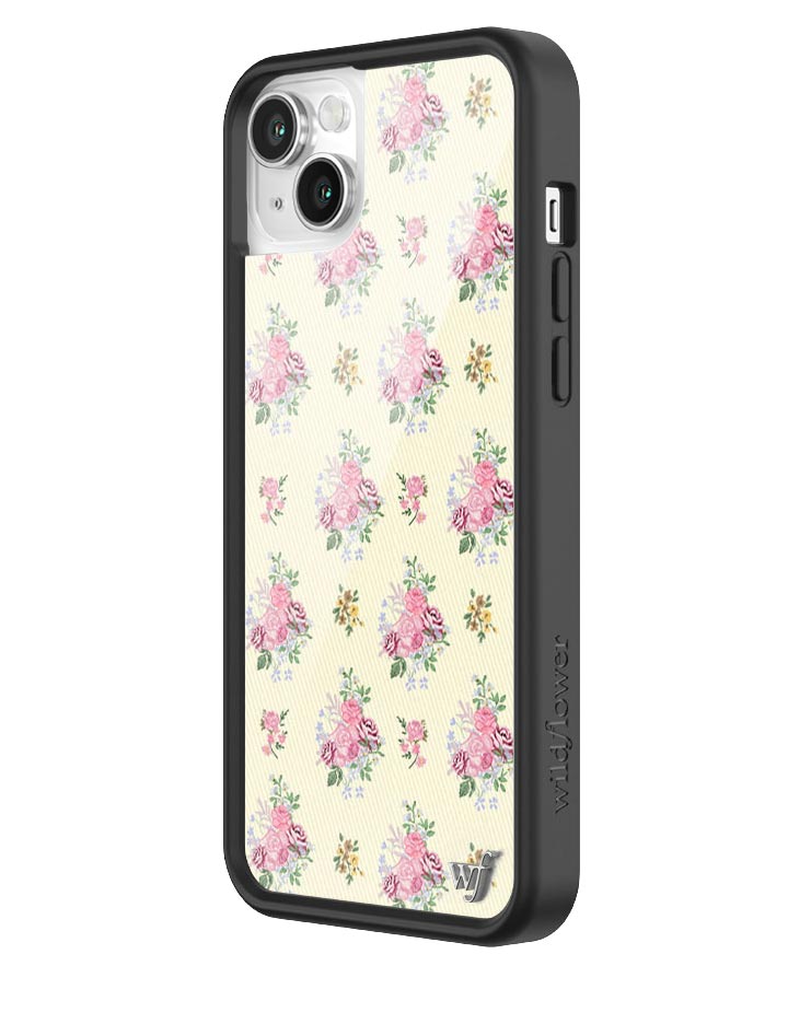 Vintage Floral iPhone Case in Soft Yellow with Rose Print - Image 4