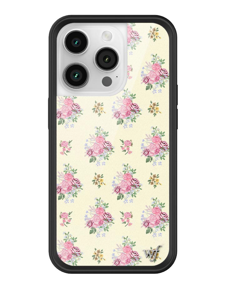 Vintage Floral iPhone Case in Soft Yellow with Rose Print - Image 5