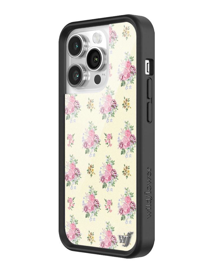 Vintage Floral iPhone Case in Soft Yellow with Rose Print - Image 6
