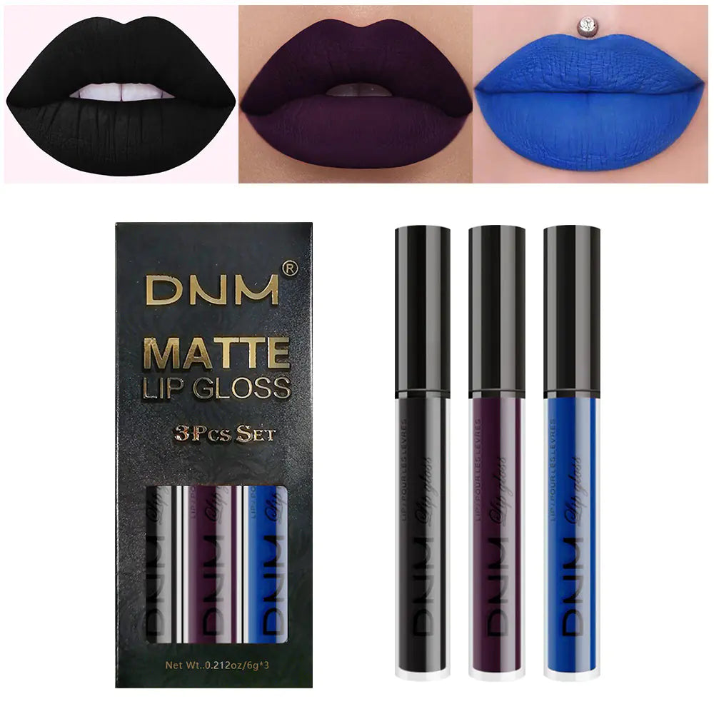 DNM Non-Stick Lip Gloss 3-Piece Set - Matte Metallic