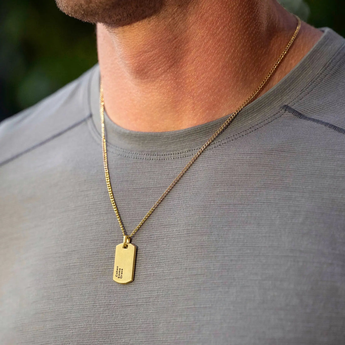 Customizable 14K Gold Beveled Tag Pendant for Personalized Jewelry