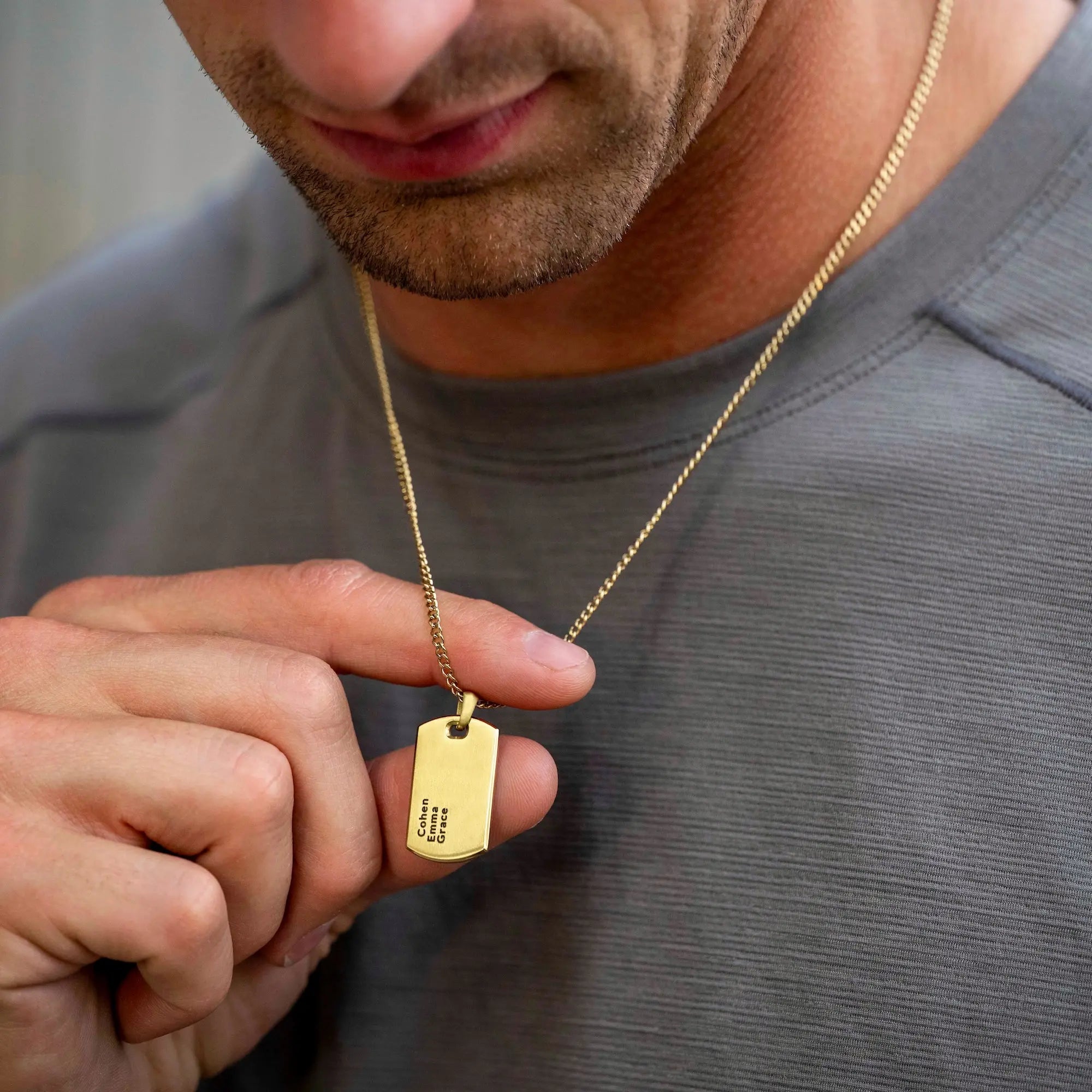 Customizable 14K Gold Beveled Tag Pendant for Personalized Jewelry