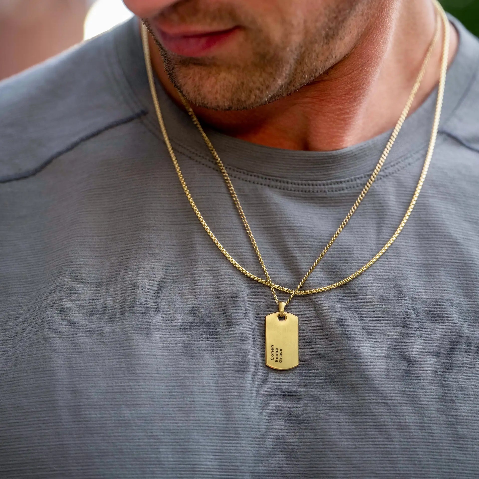 Customizable 14K Gold Beveled Tag Pendant for Personalized Jewelry