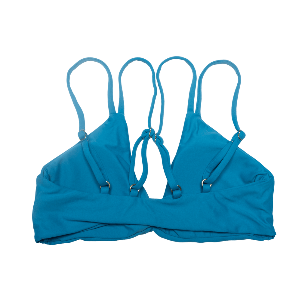 Talise Kinsley Sleeveless V-Neck Cropped Top in Bright Azure Blue