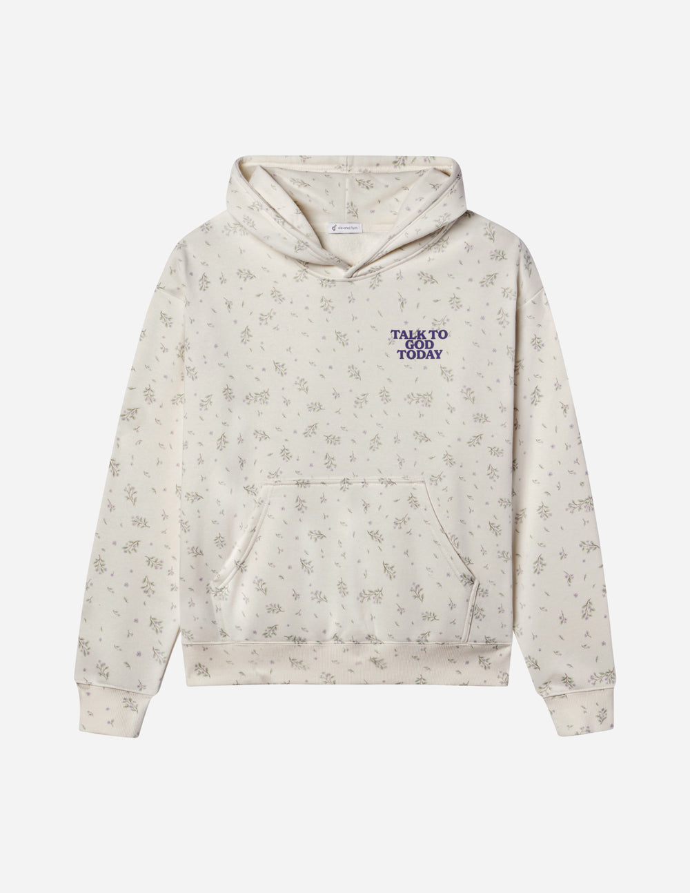 Talk to God Wildflower Unisex Hoodie - Off-White & Purple Cotton