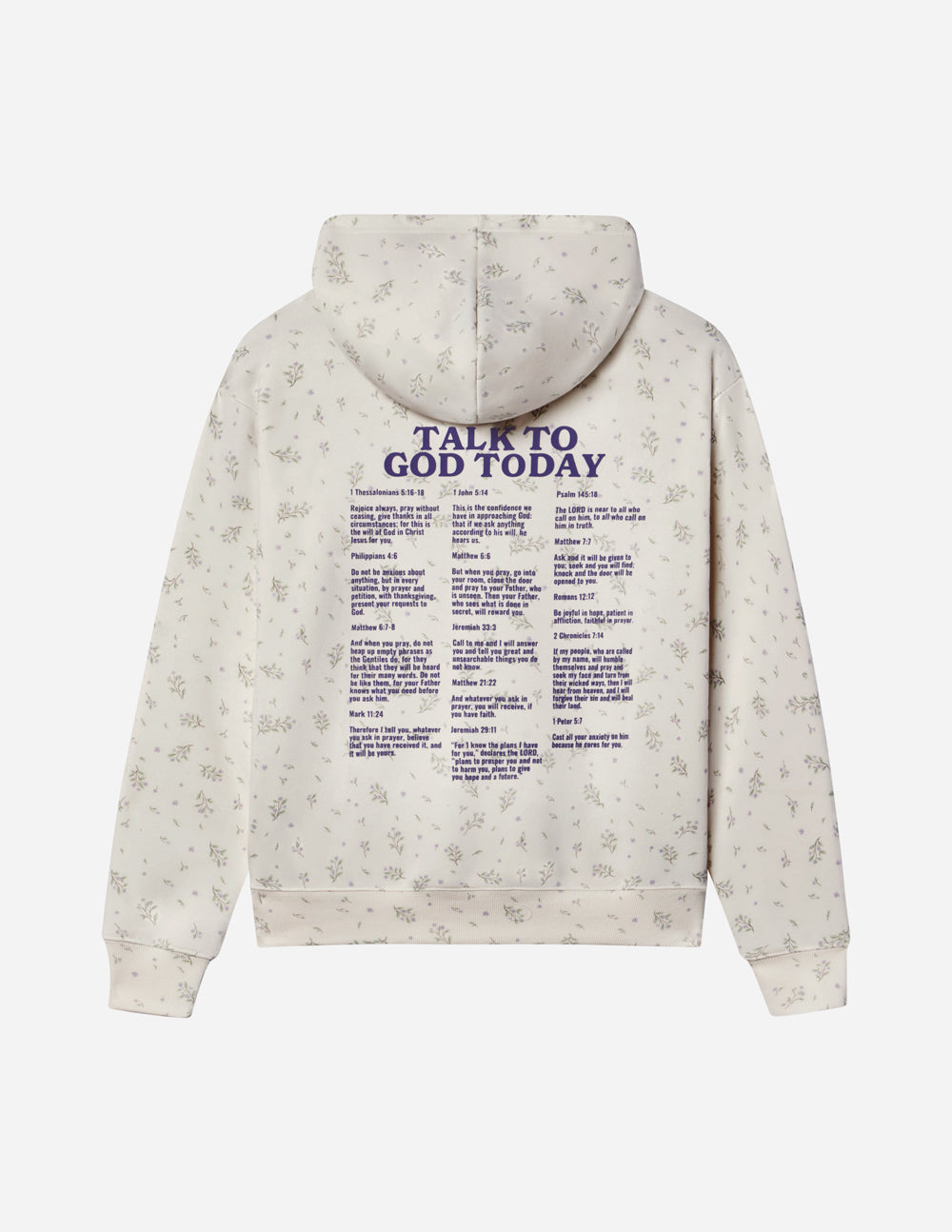 Talk to God Wildflower Unisex Hoodie - Off-White & Purple Cotton